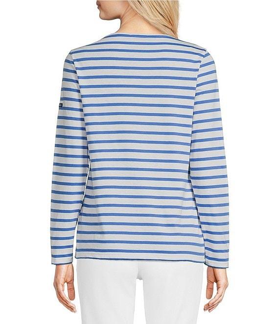 Lilly Pulitzer x Saint James Minquidame Contrast Stripe Round Neck Long Sleeve Cotton Tee Product Image
