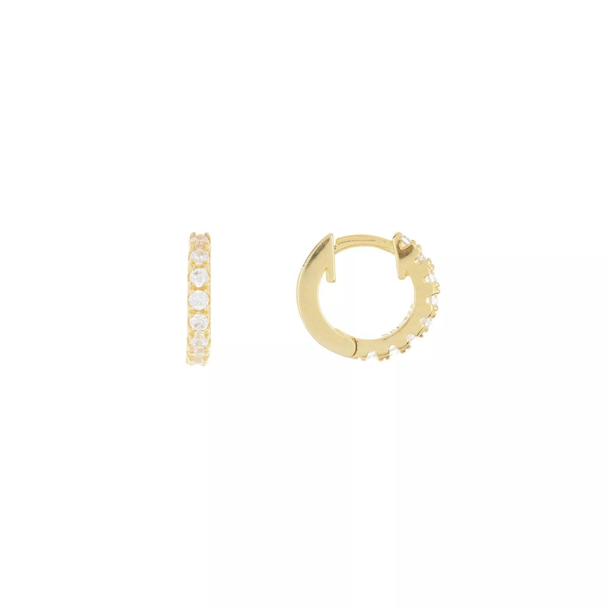 Adornia Silver Tone Cubic Zirconia Huggie Earrings, Women's, Gold Tone Product Image