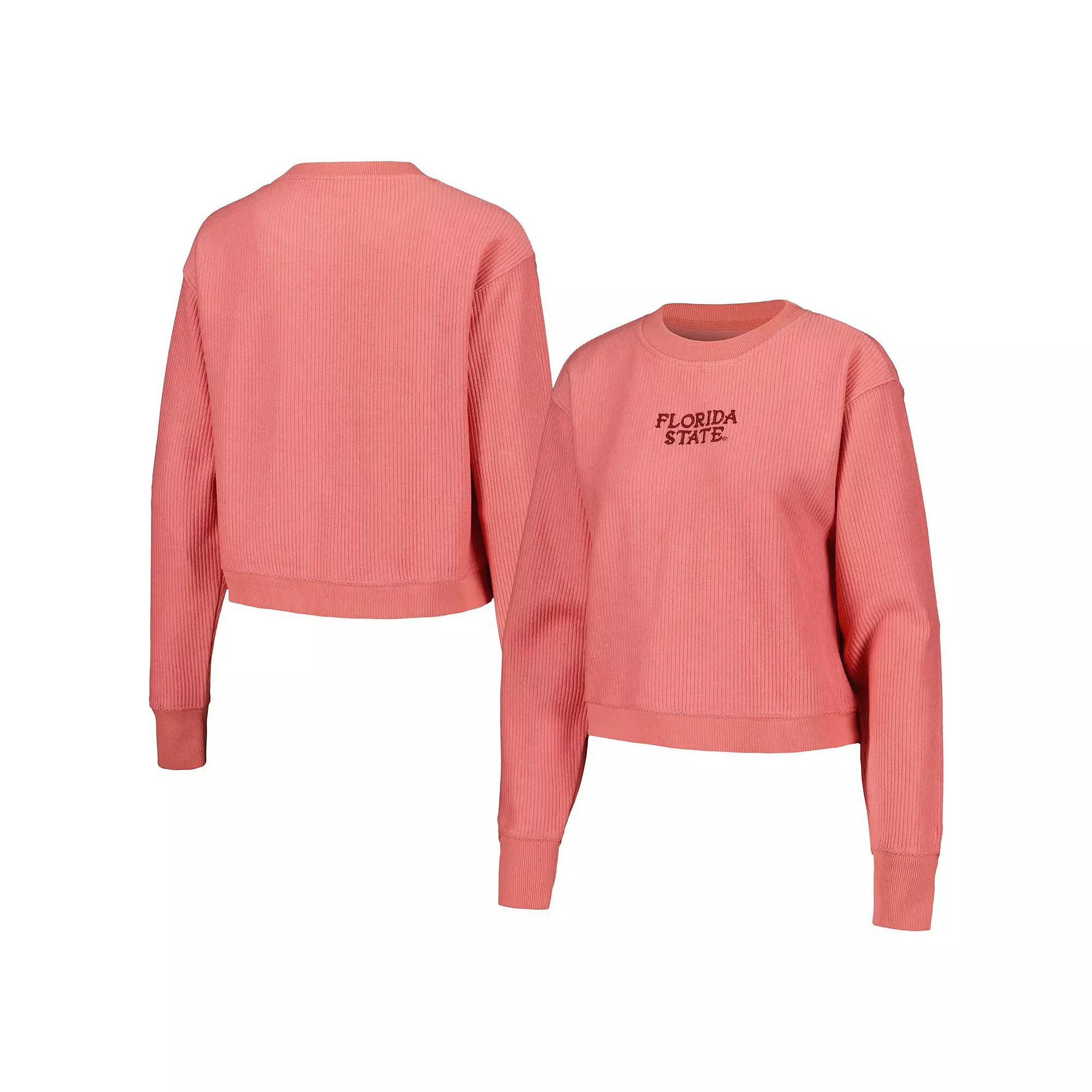 Women's League Collegiate Wear Coral Florida State Seminoles Timber Cropped Pullover Sweatshirt, Size: XL, Pink O Product Image