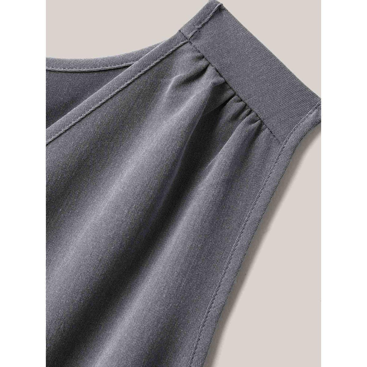 Plus Size Heather Tied Pockets Sleeveless Midi Dress Mediumgray Women Gathered V-neck Sleeveless Curvy BloomChic 22-24/3X Product Image