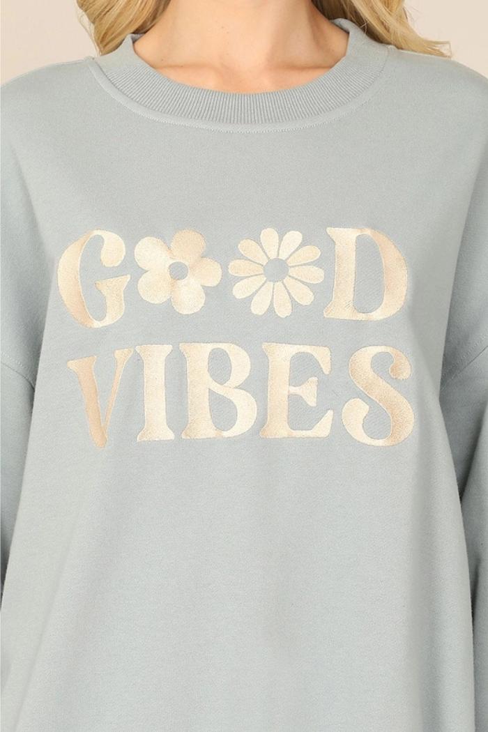 Sweatshirt Good Vibes Print Top Product Image