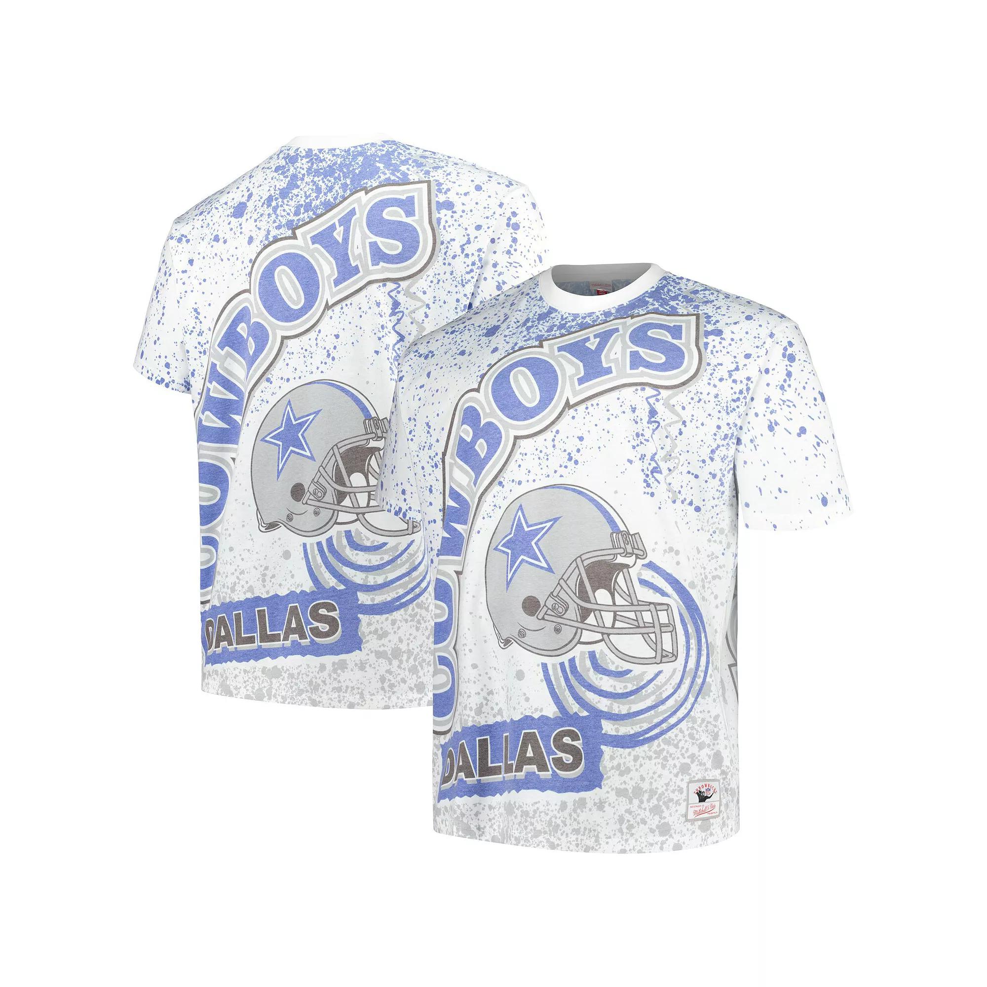 Men's Mitchell & Ness White Dallas Cowboys Big & Tall Allover Print T-Shirt, Size: 4XB Product Image