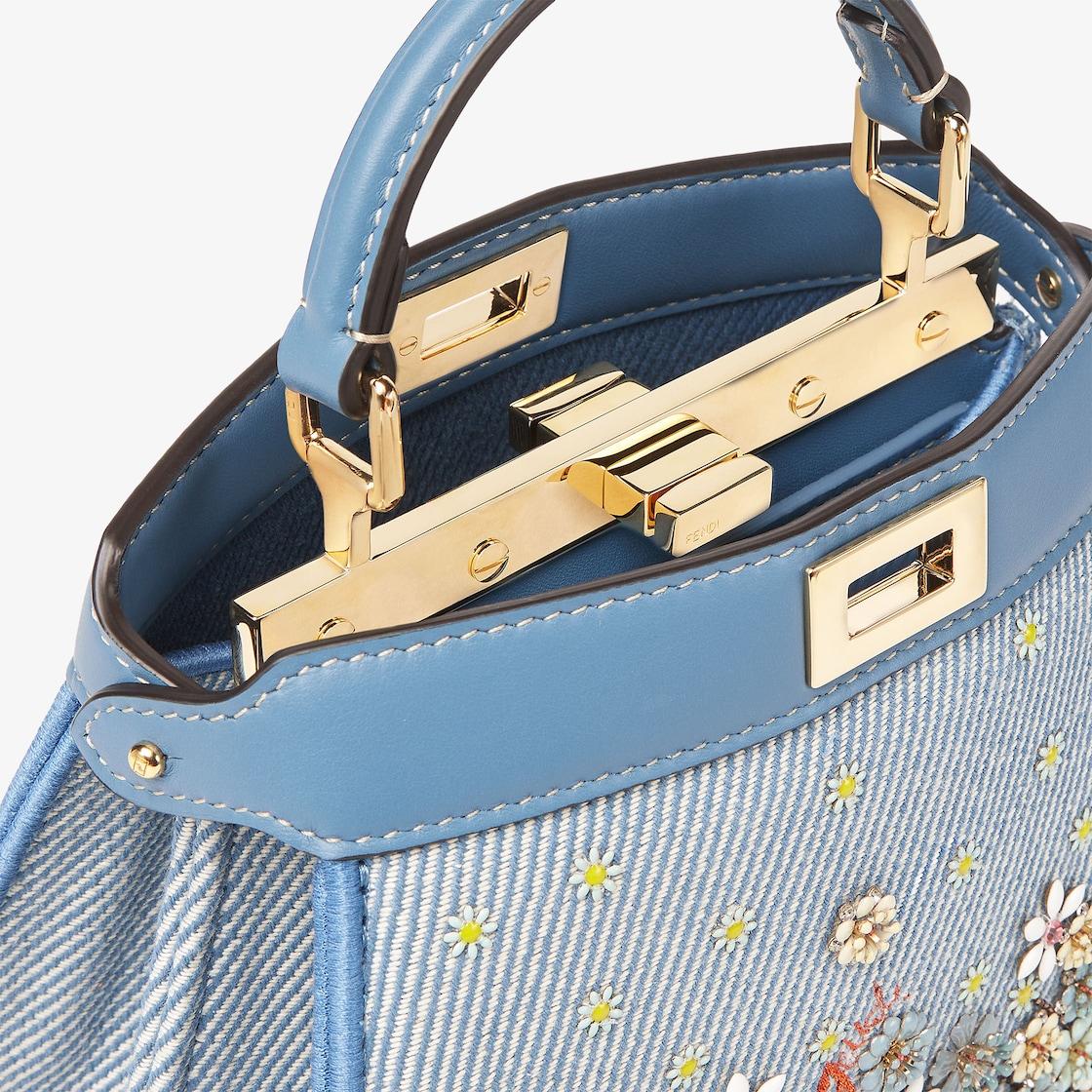 Peekaboo ISeeU PetiteFendi Flower Bouquet blue denim-effect jacquard bag Product Image