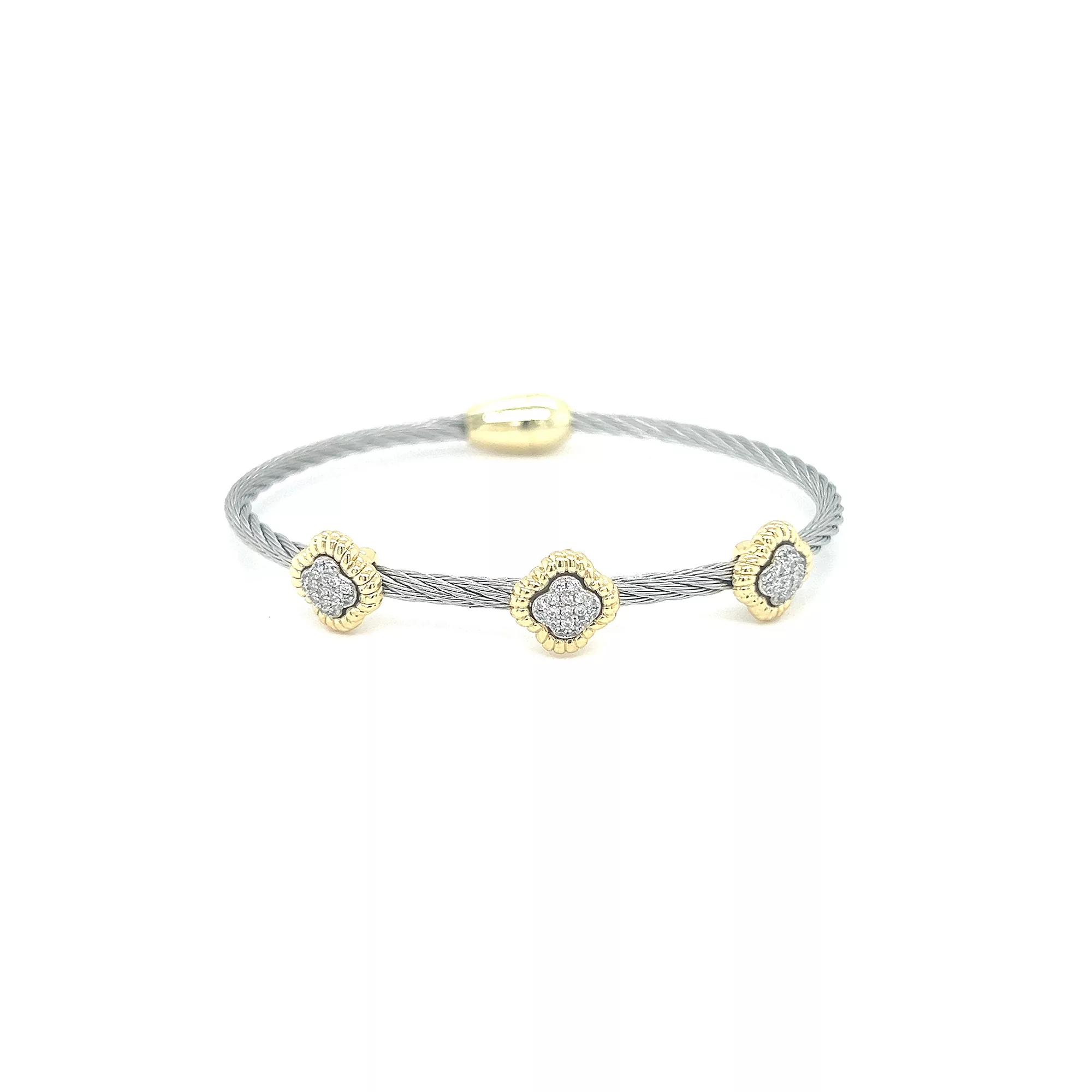 Juvell Two Tone 18k Gold Plated Cubic Zirconia Bangle Bracelet, Women's,  Product Image