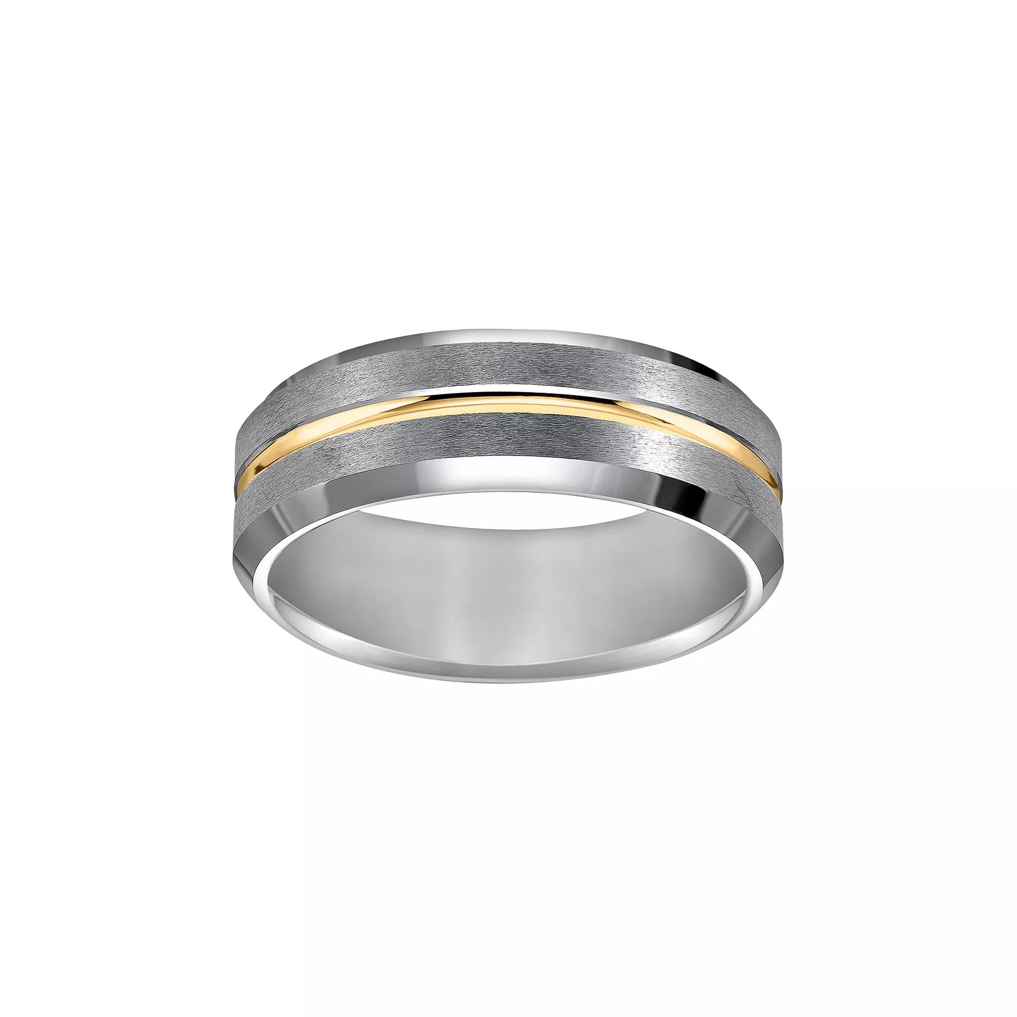 AXL Tungsten Carbide and Yellow Ion-Plated Tungsten Carbide Mens Wedding Band White Product Image