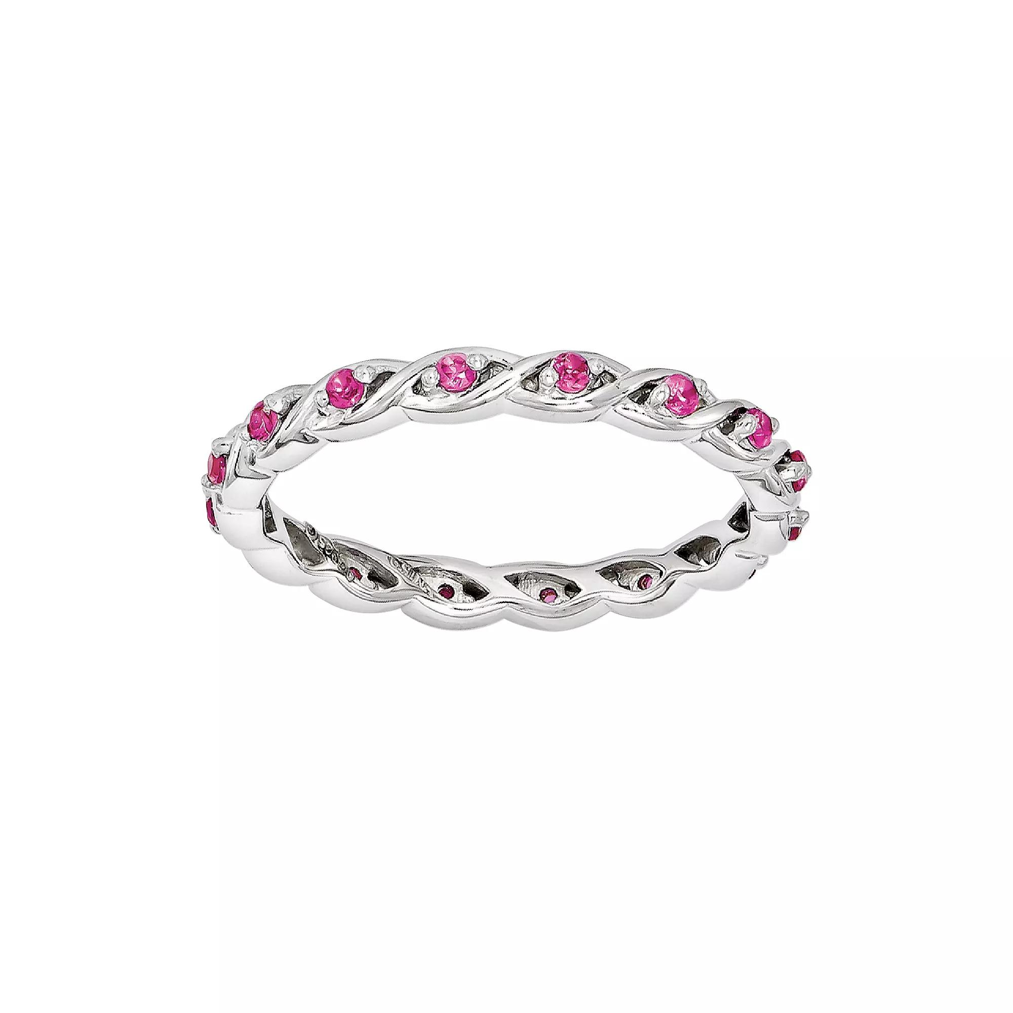 Stacks & Stones Sterling Silver Lab-Created Ruby Stack Ring, Women's,  Product Image