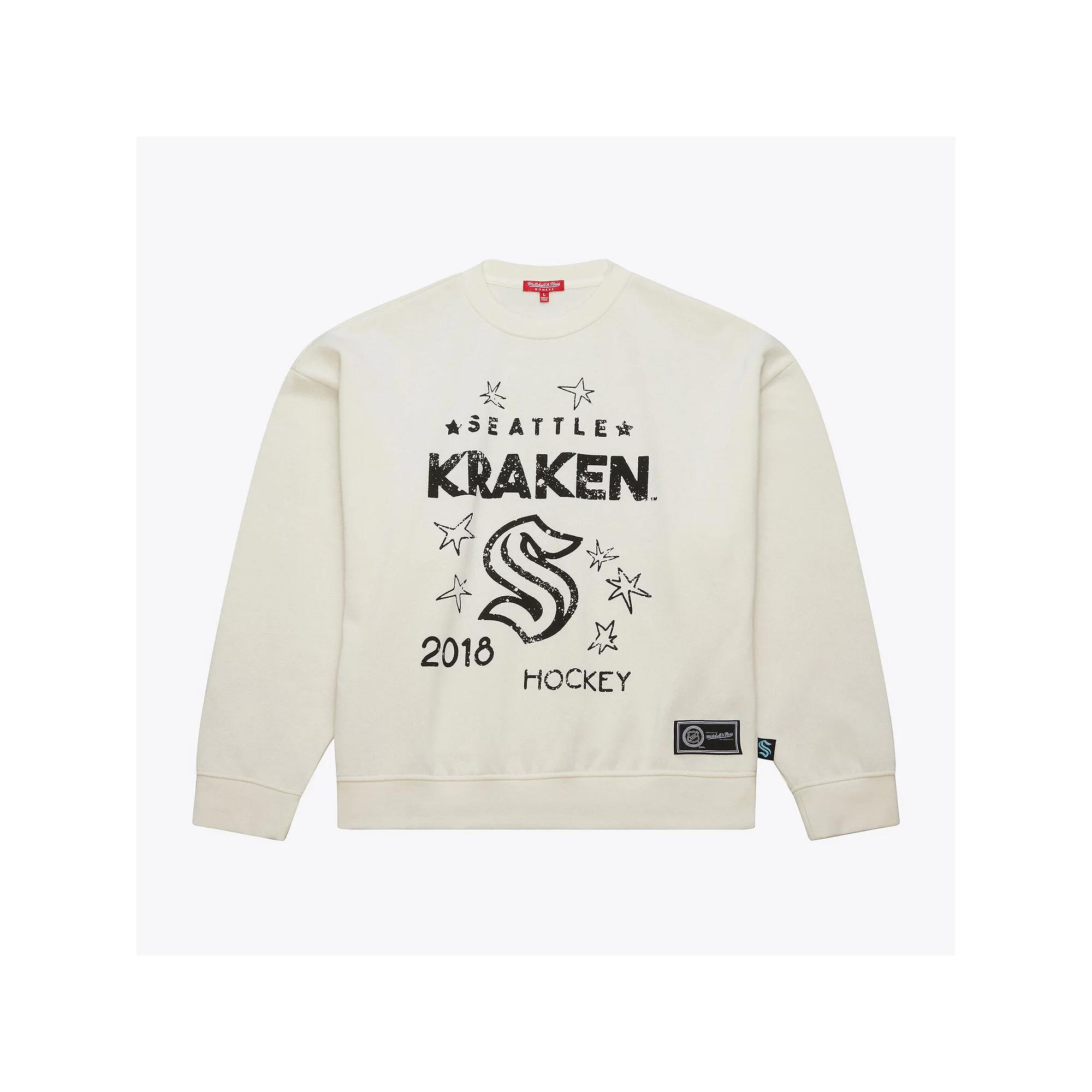 Women's Mitchell & Ness Cream Seattle Kraken Logo 3.0 Pullover Sweatshirt,  Product Image