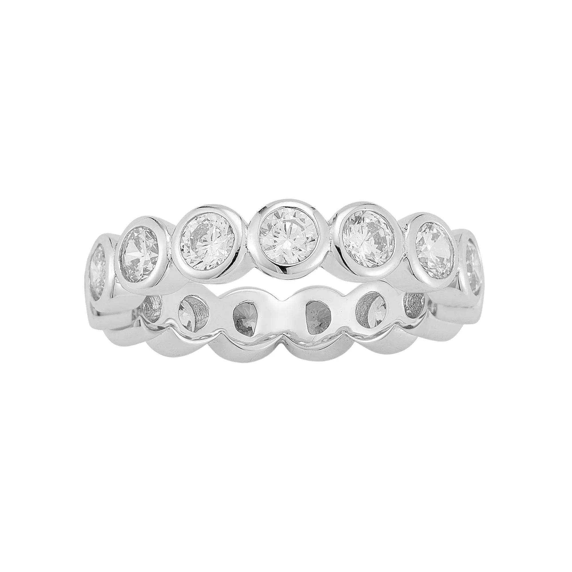 Sunkissed Sterling 14k Gold Over Silver Bezel Set Cubic Zirconia Ring, Women's, Size: 6, Silver Tone Product Image