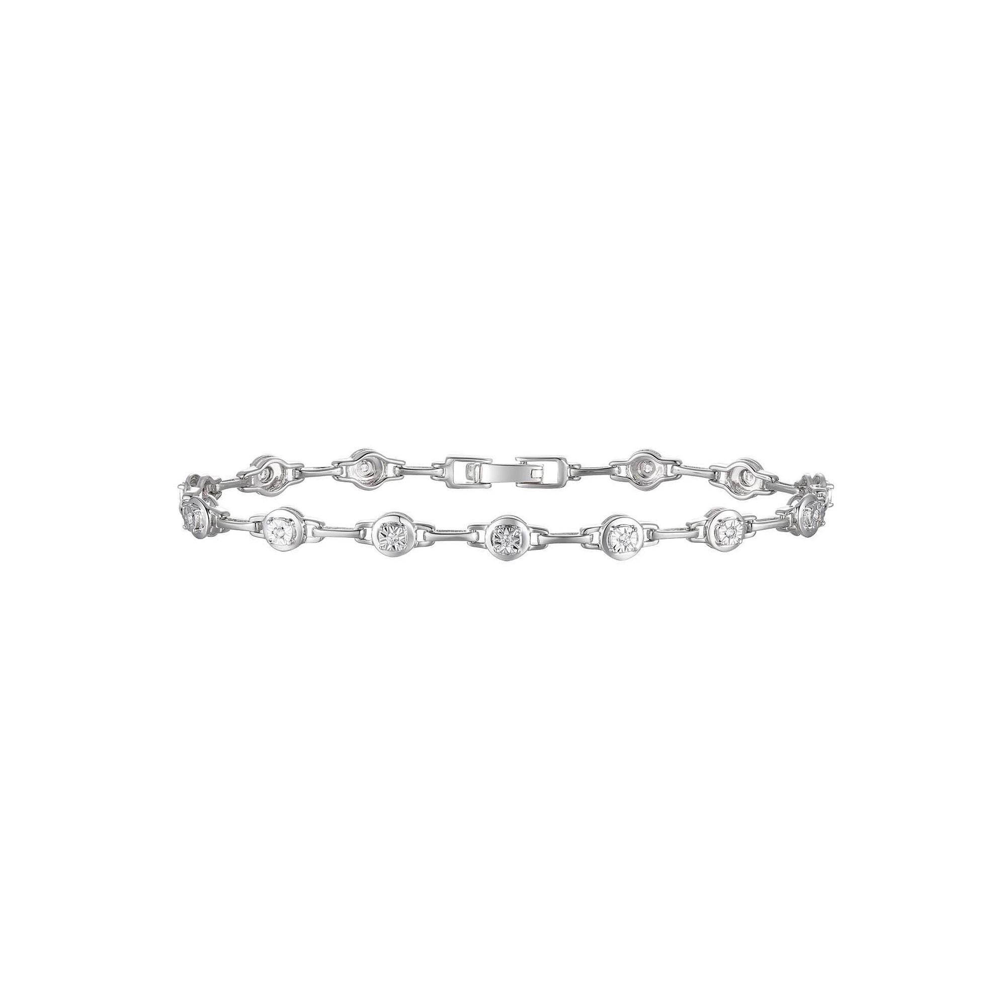 Sterling Silver 1/8 Carat T.W. Diamond Bracelet, Women's, Size: 7.25" Product Image