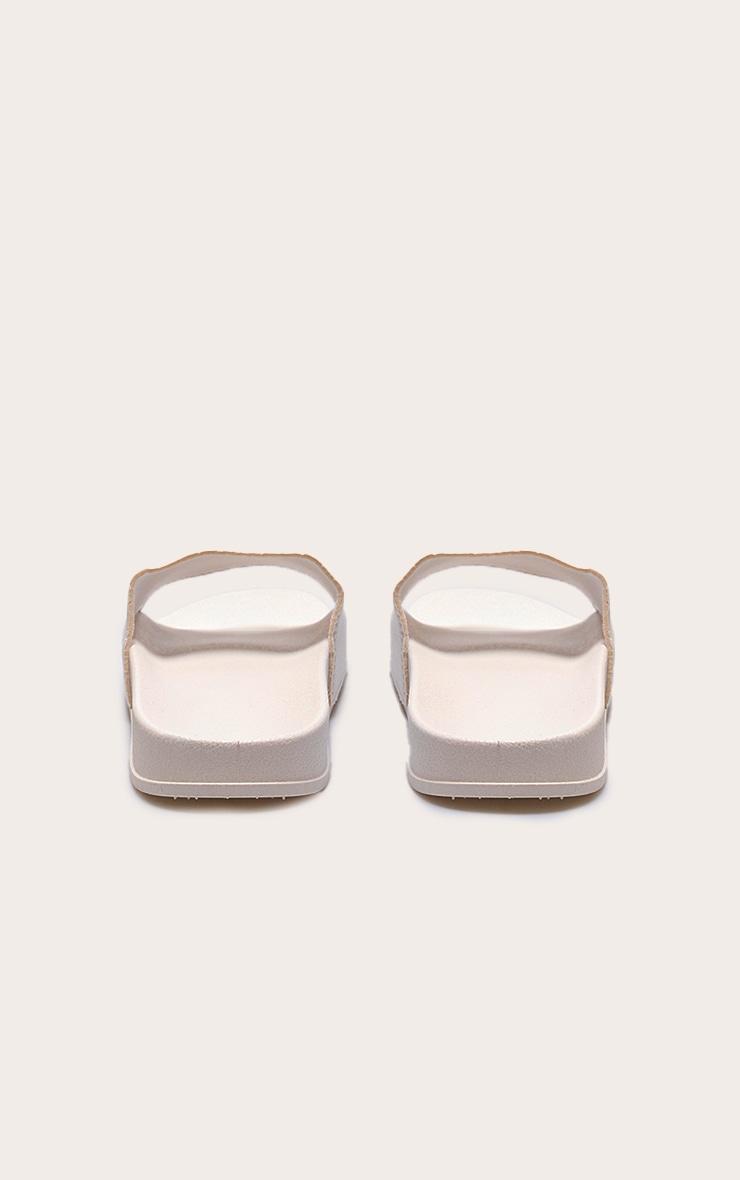 PRETTYLITTLETHING Beige Graphic Slides Product Image