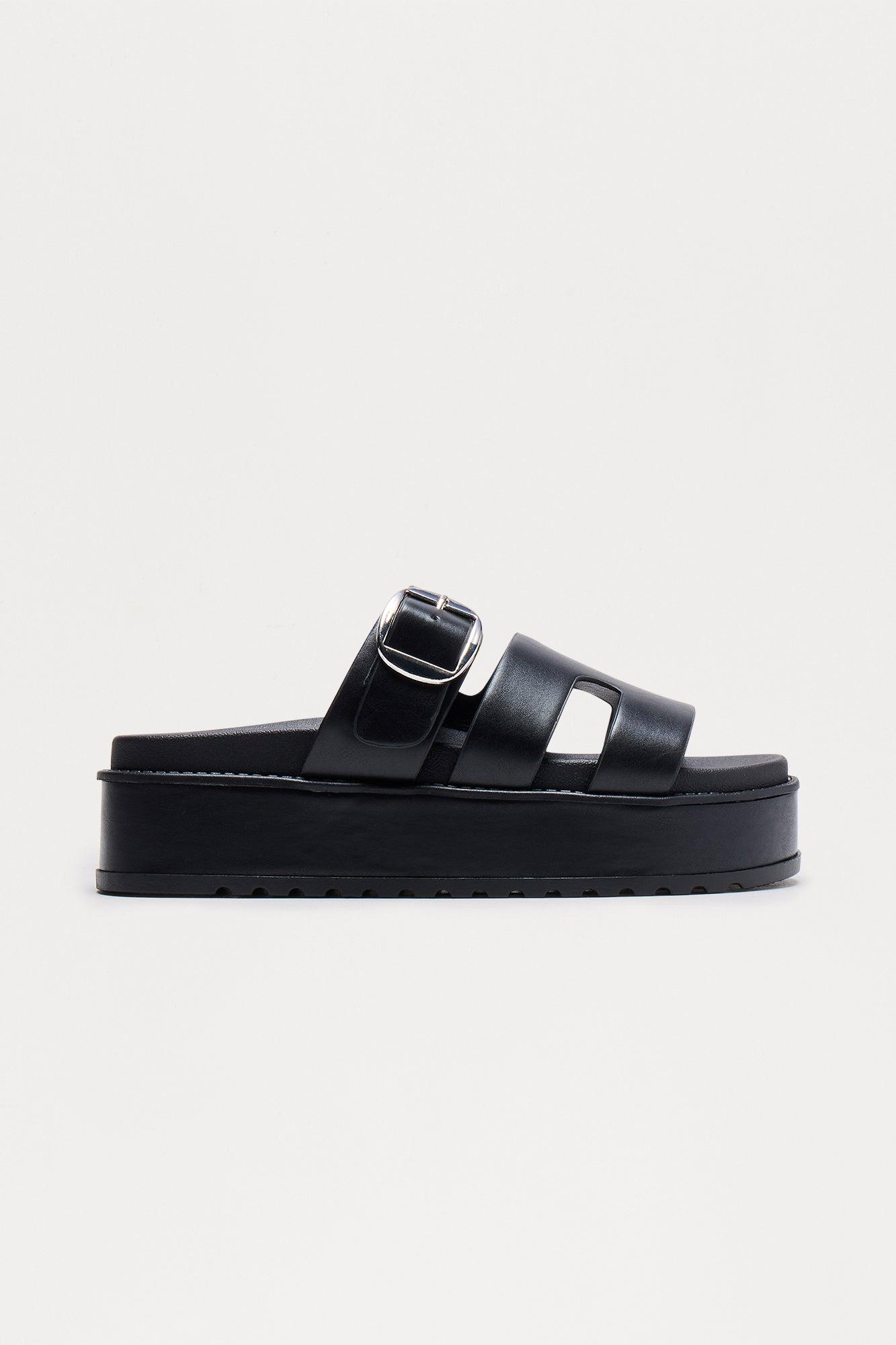 Samson Buckle Platform Slides - Black Product Image