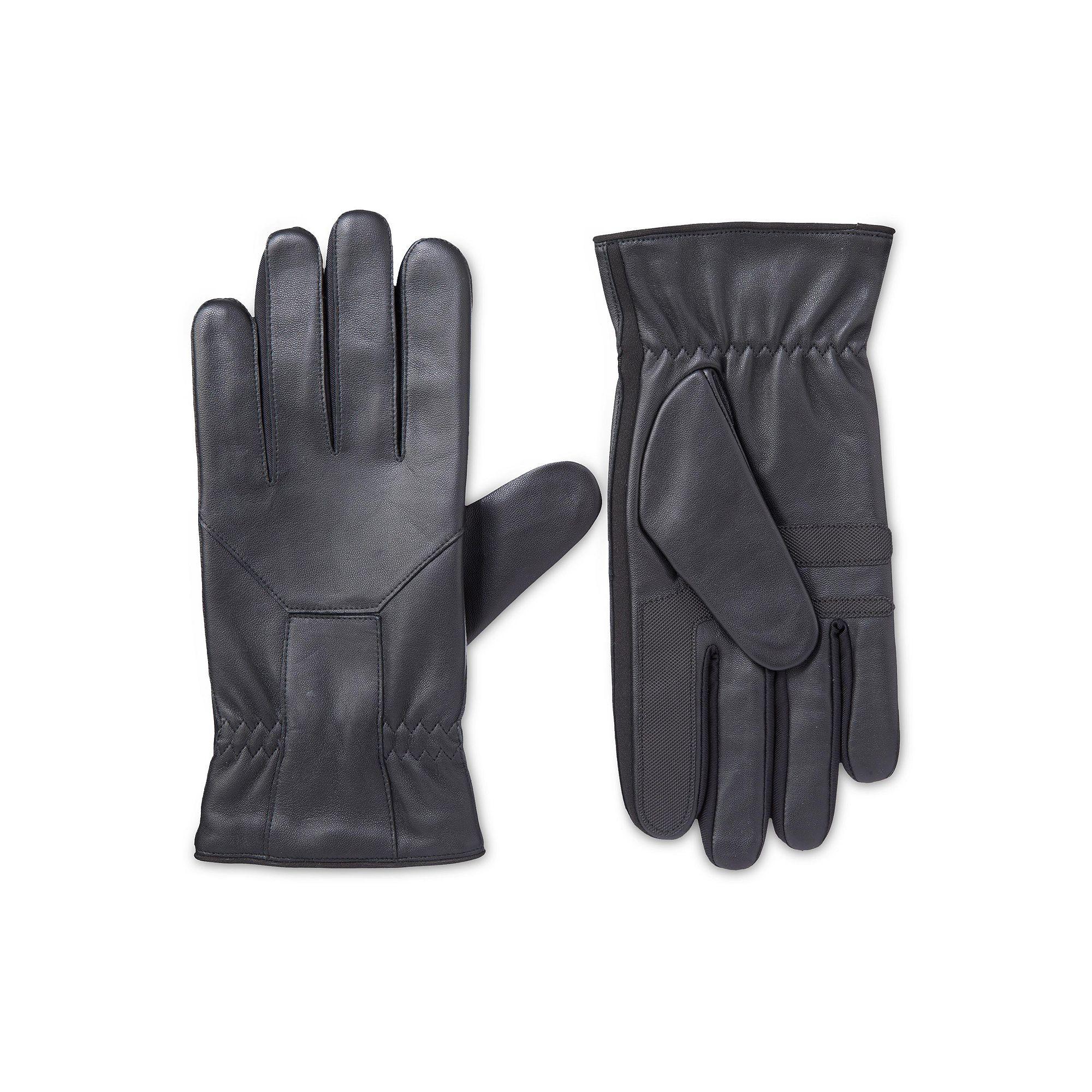 Men's isotoner Water Repellent Leather Touchscreen Stretch Gloves,  Product Image