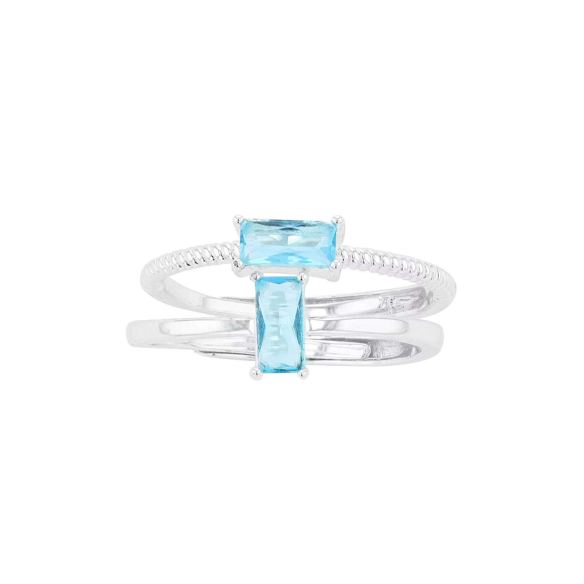 City Luxe Birthstone Simulated Gemstone Duo Ring Set, Women's, Silver Tone December Product Image