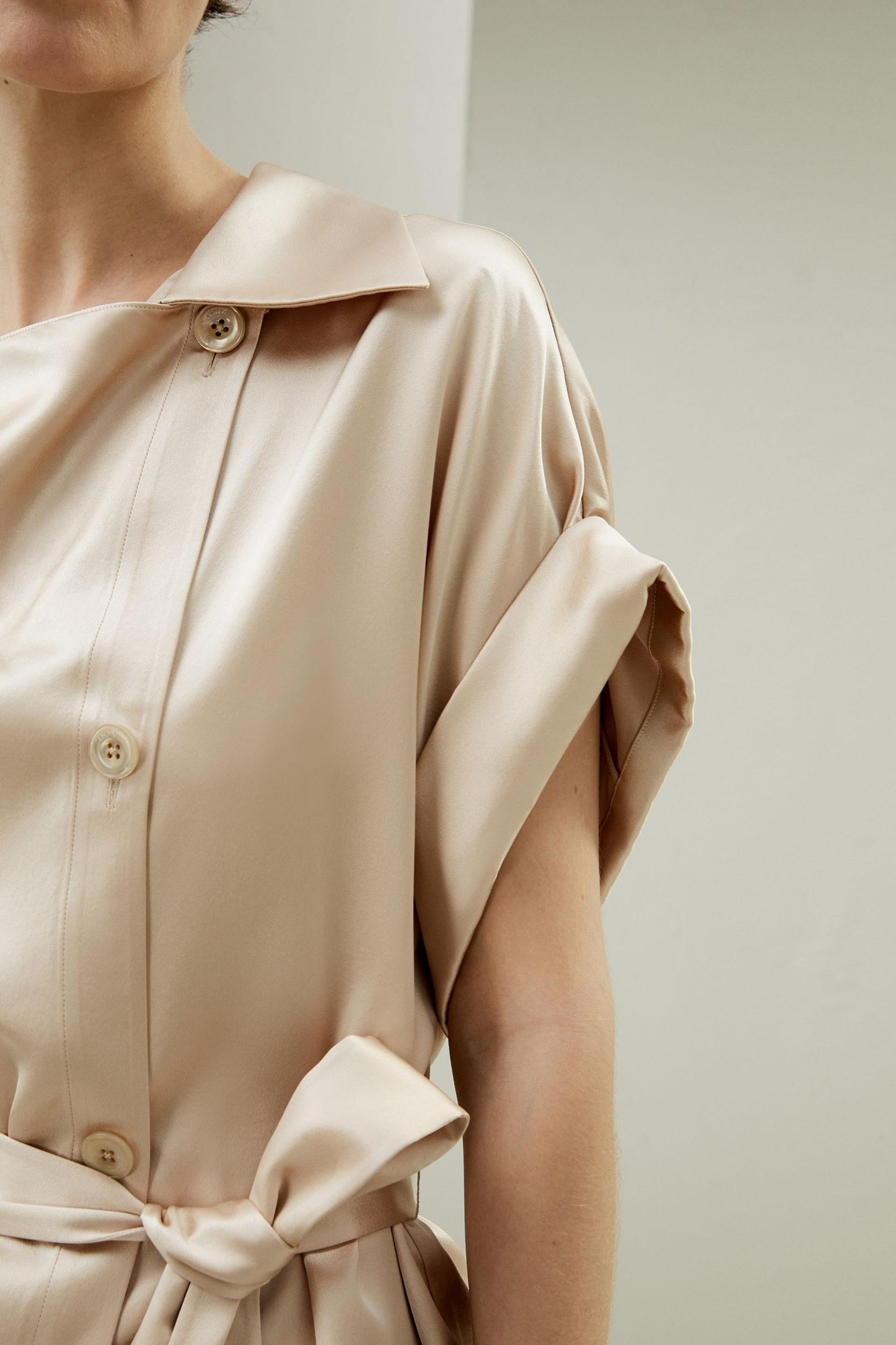 LILYSILK Silk Trench Jacket for Women Navy Blue Natural Silk Luxurious Roll-Up Trench Coat L Product Image