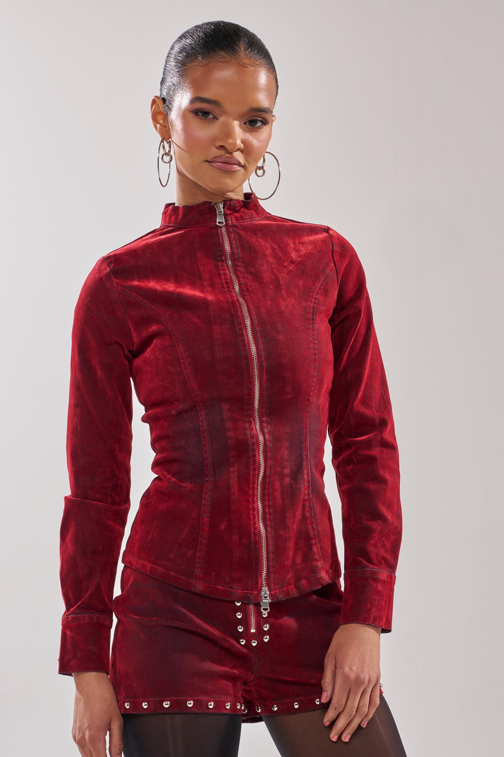 RODEO VIBES VELVET DENIM ZIP UP Product Image