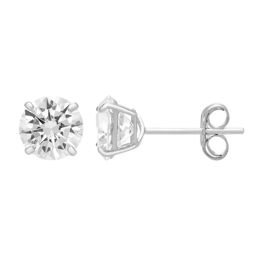 Theia Sky 14k White Gold Cubic Zirconia Stud Earrings, Women's, Size: 5MM Product Image