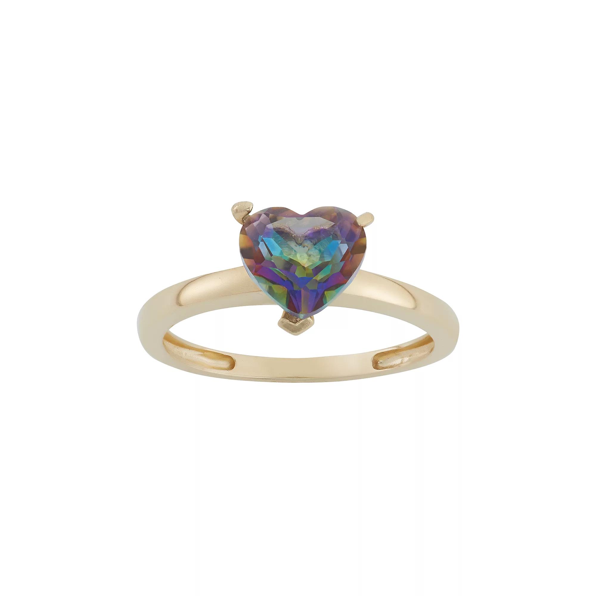 Designs by Gioelli Mystic Topaz 10k Gold Heart Ring, Womens Blue Product Image