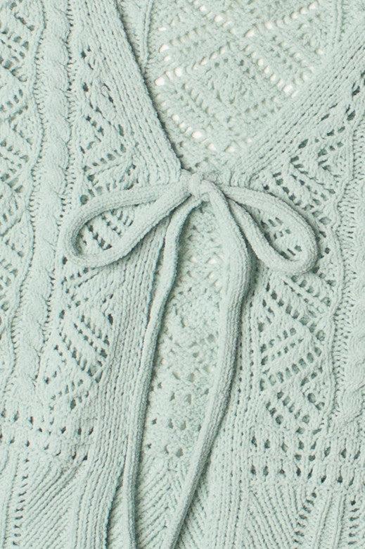 Chenille Pointelle Tie Front Cardigan Product Image