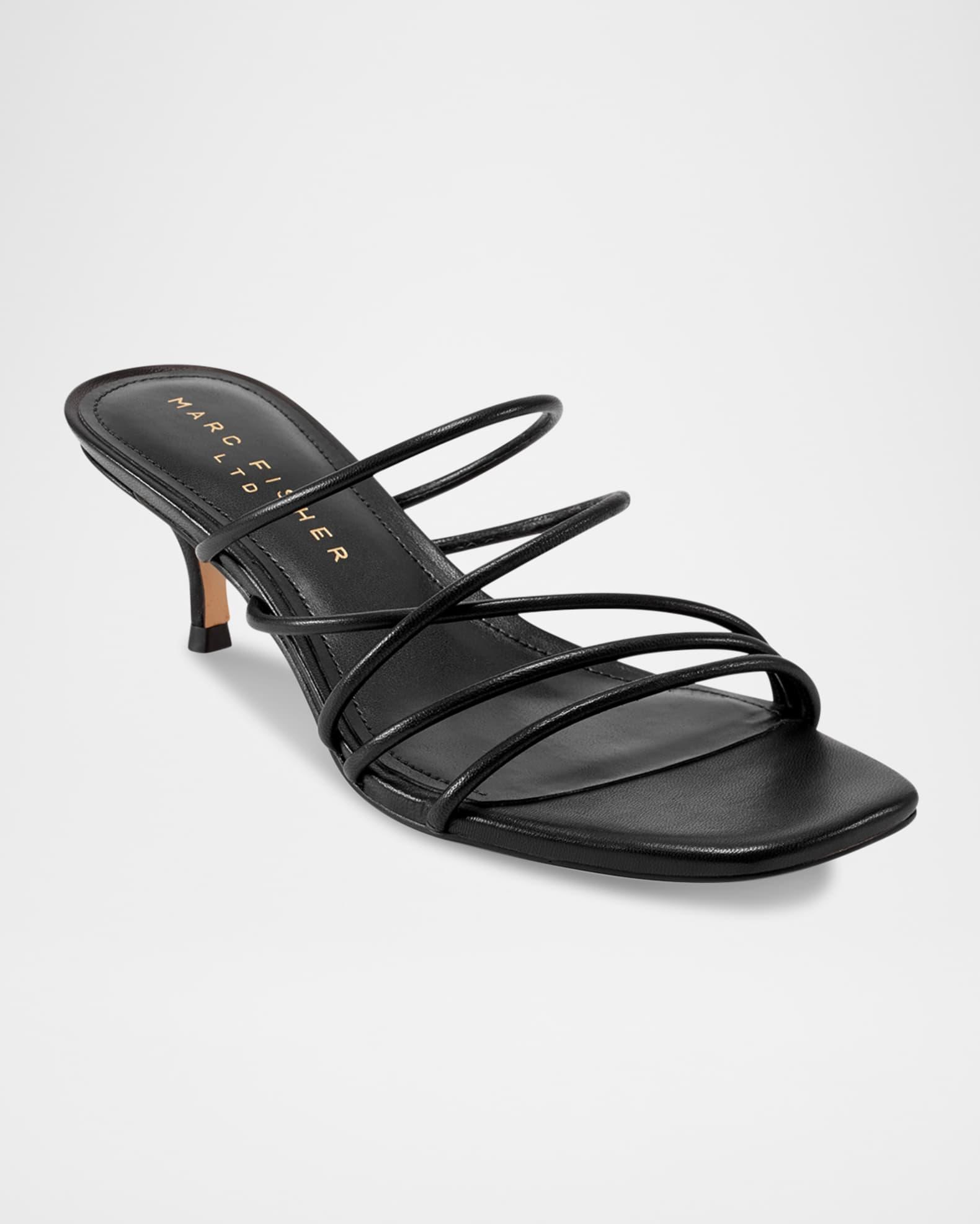 Banna Strappy Leather Kitten Slide Sandals Product Image