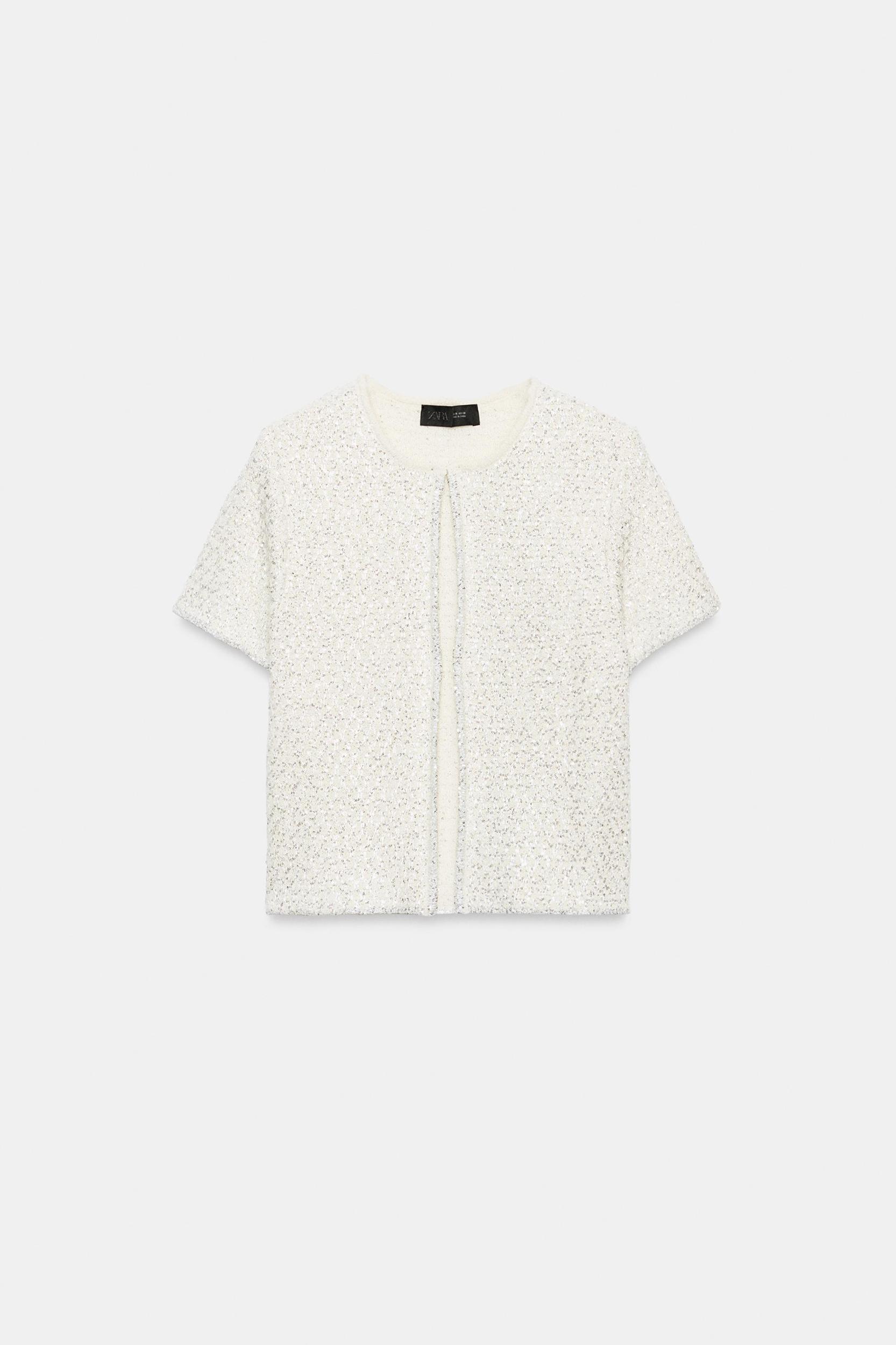 METALLIC THREAD SEQUIN CARDIGAN Product Image