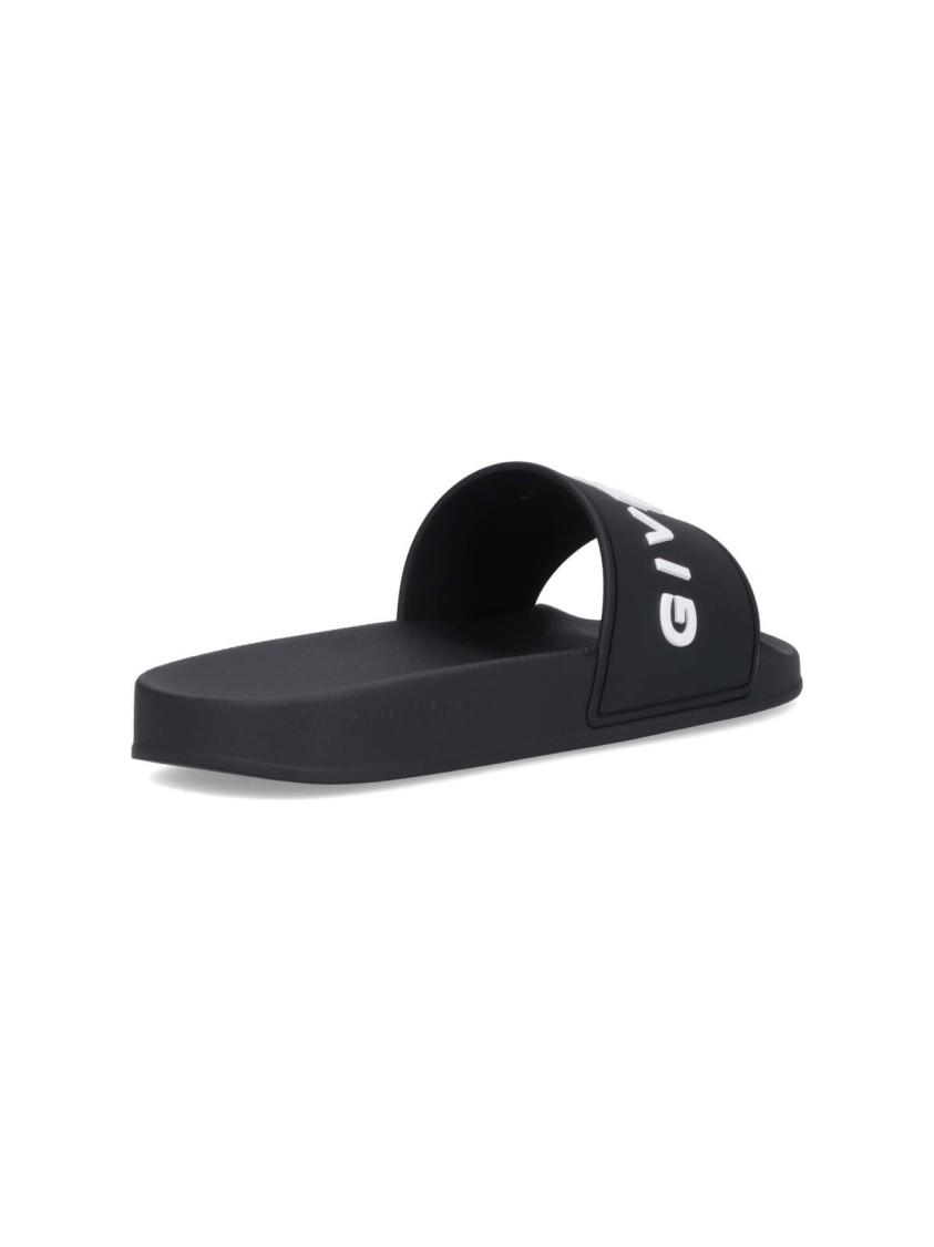 Black Logo-Print Pool Slides Product Image