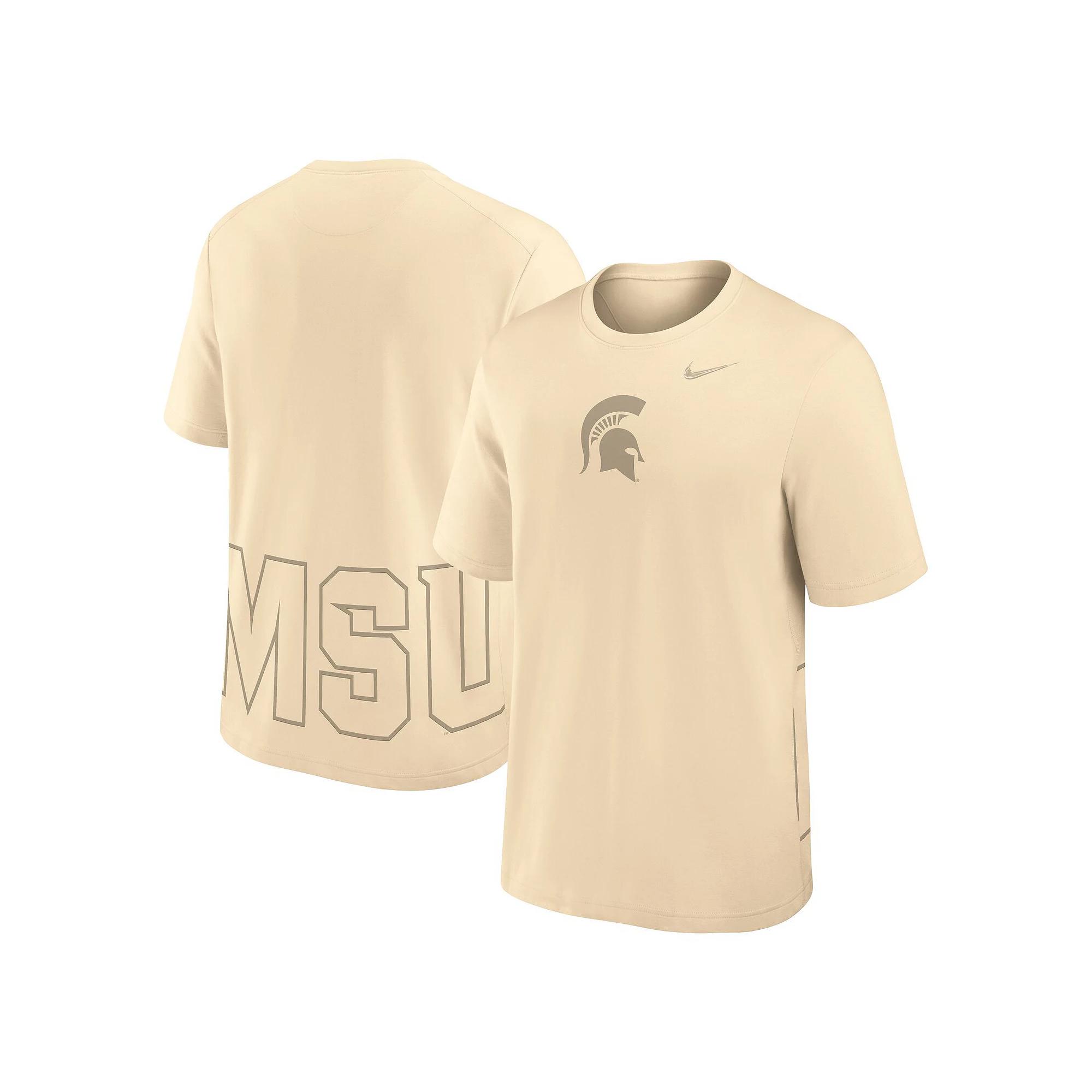 Men's Nike Cream Michigan State Spartans Primary Statement Two-Hit Performance T-Shirt,  Product Image