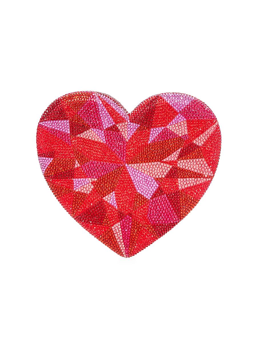 Womens Ruby Crystal-Embellished Heart-Shaped Clutch Product Image