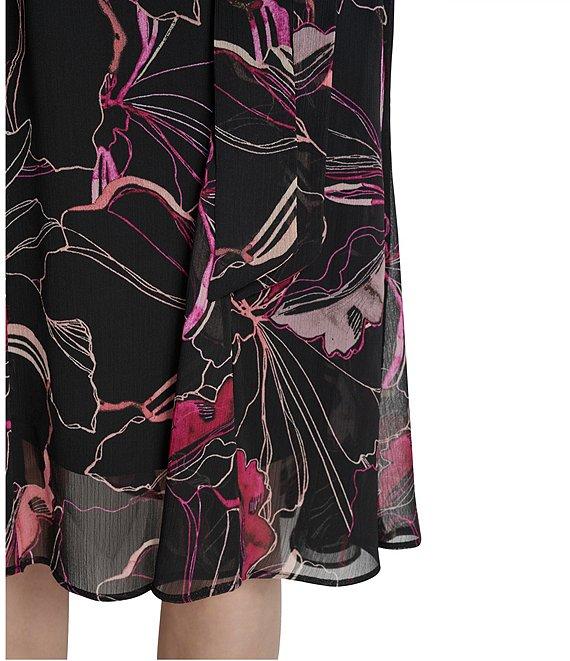 DKNY by Donna Karan Short Sleeve Printed Fit and Flare Midi Dress Product Image