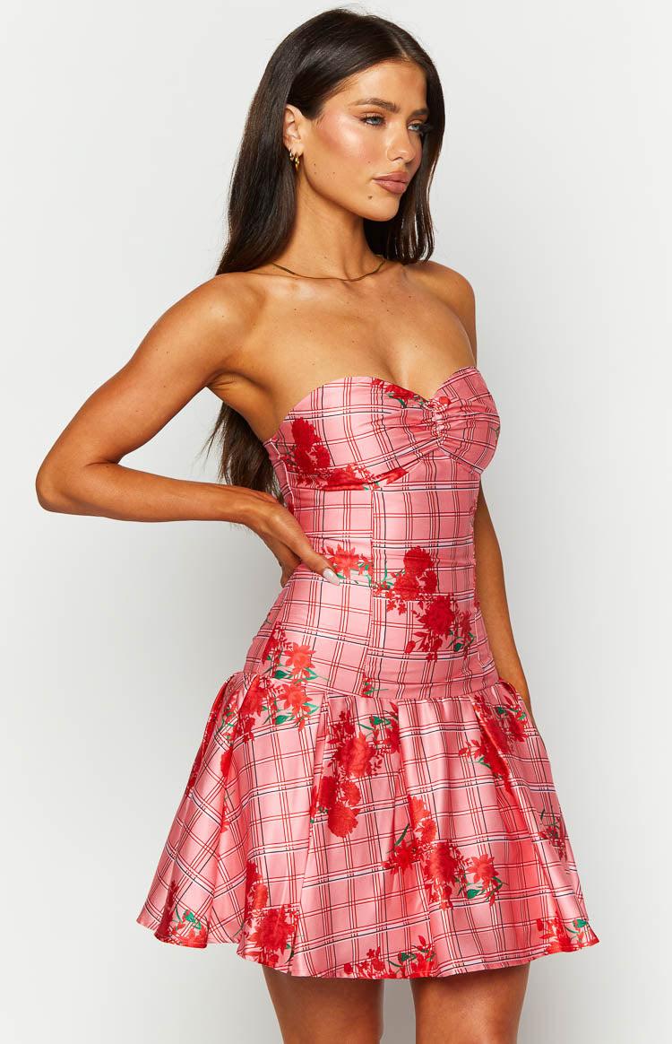 Blu Pink Floral Strapless Mini Dress Baby Product Image