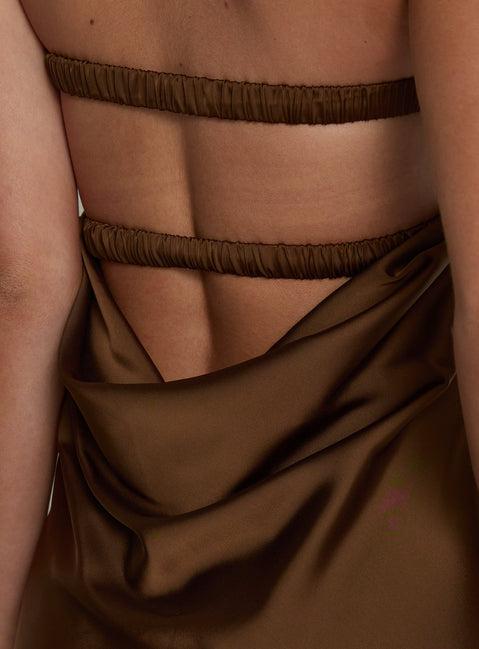 Faviola Strapless Maxi Dress Chocolate Product Image