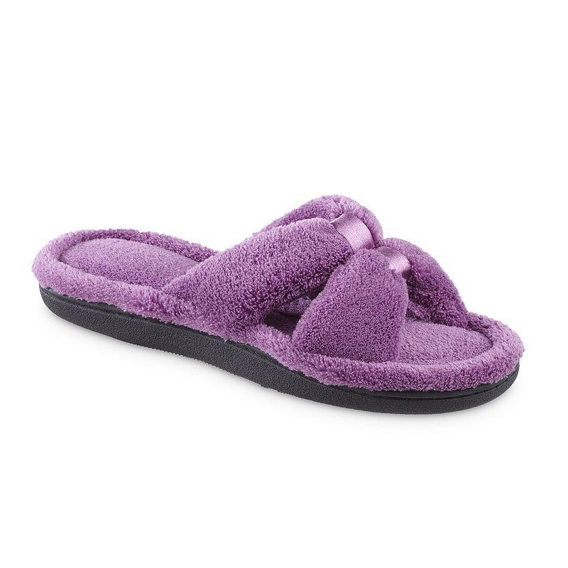 Women's isotoner Memory Foam Microterry X-Slide Slippers with Satin Trim,  Product Image