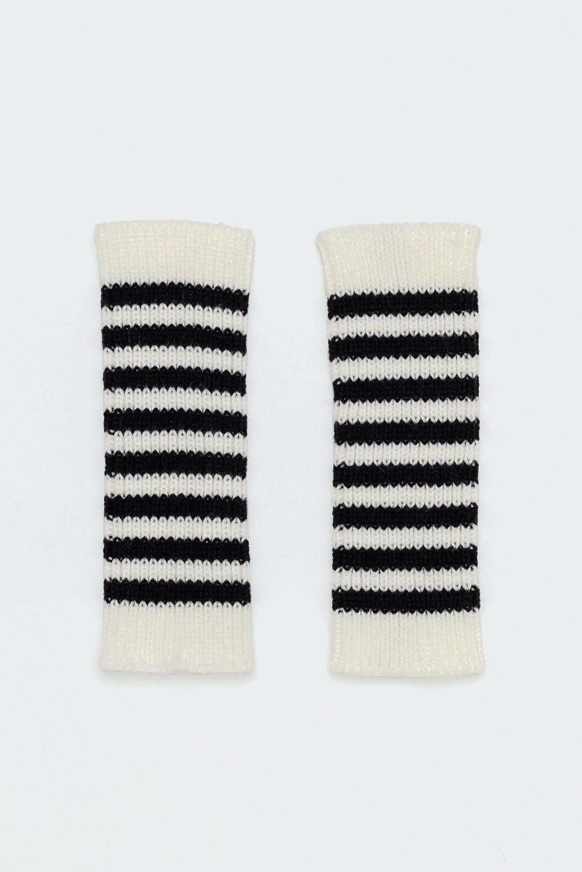 Striped Knitted Fingerless Gloves Product Image