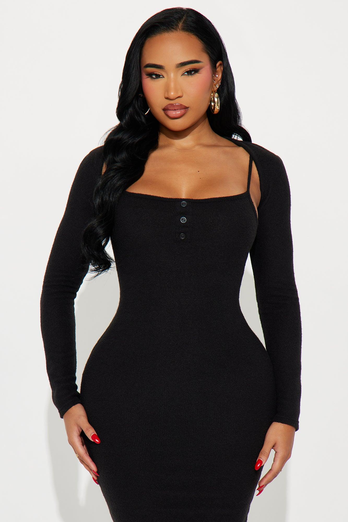 No Rush Sweater Maxi Dress - Black Product Image