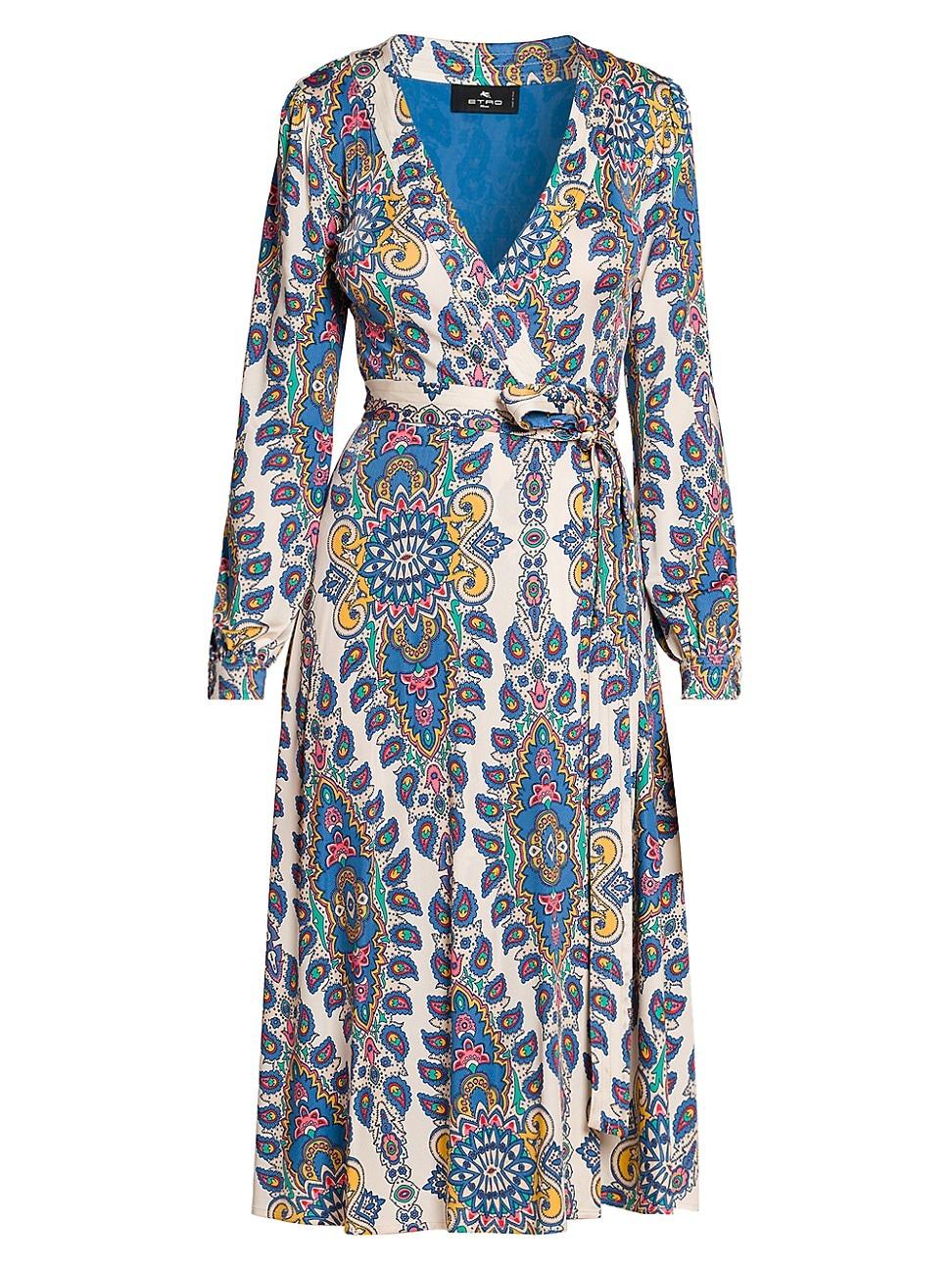 Womens Medallion Jersey Wrap Midi-Dress Product Image