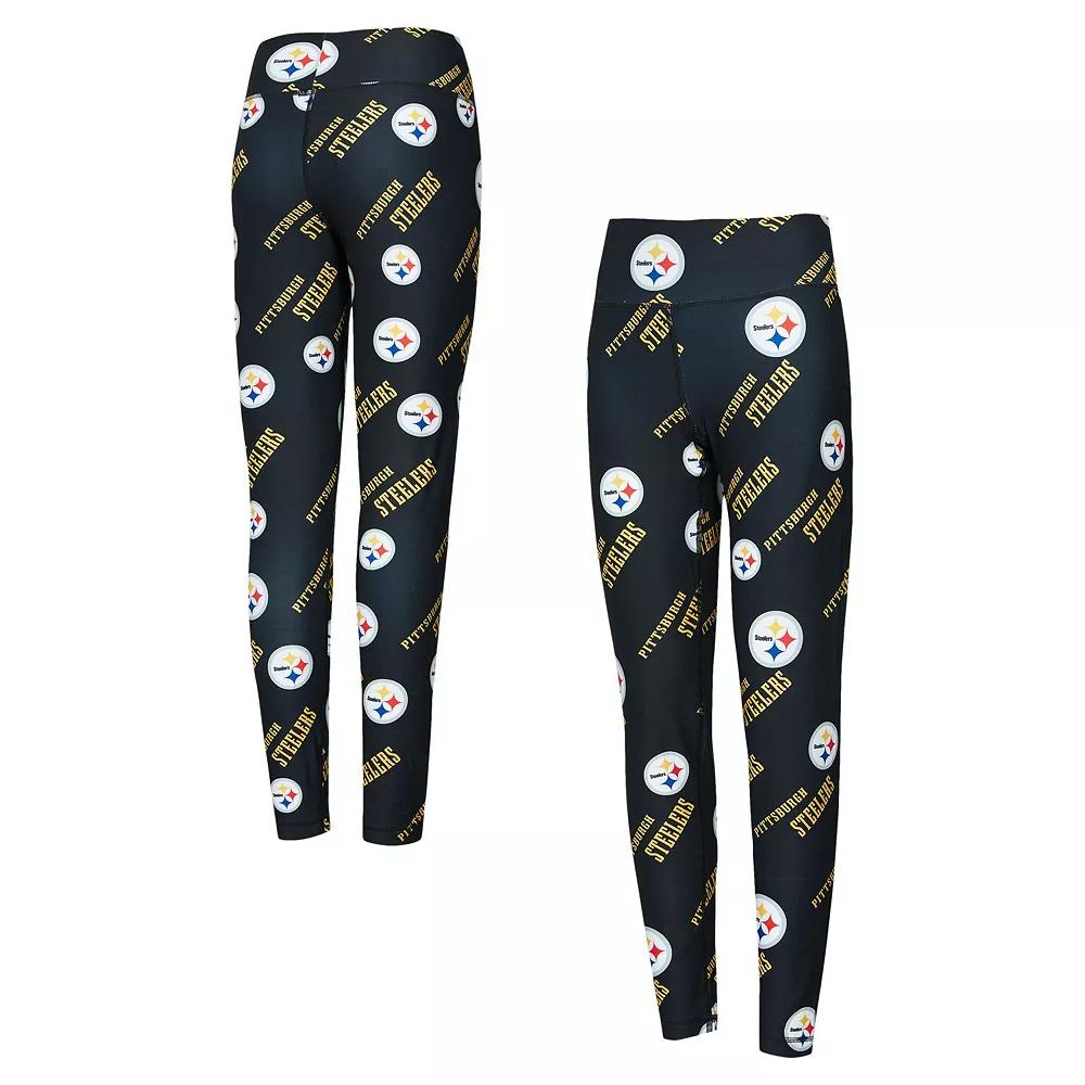 Women's Concepts Sport Black Pittsburgh Steelers Breakthrough Allover Print Knit Leggings, Size: XL Product Image