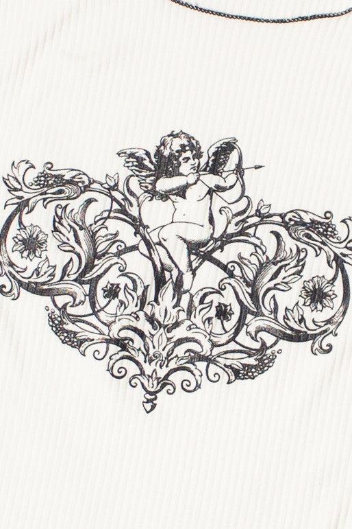 Floral Cupid Ribbed Graphic Tee Product Image