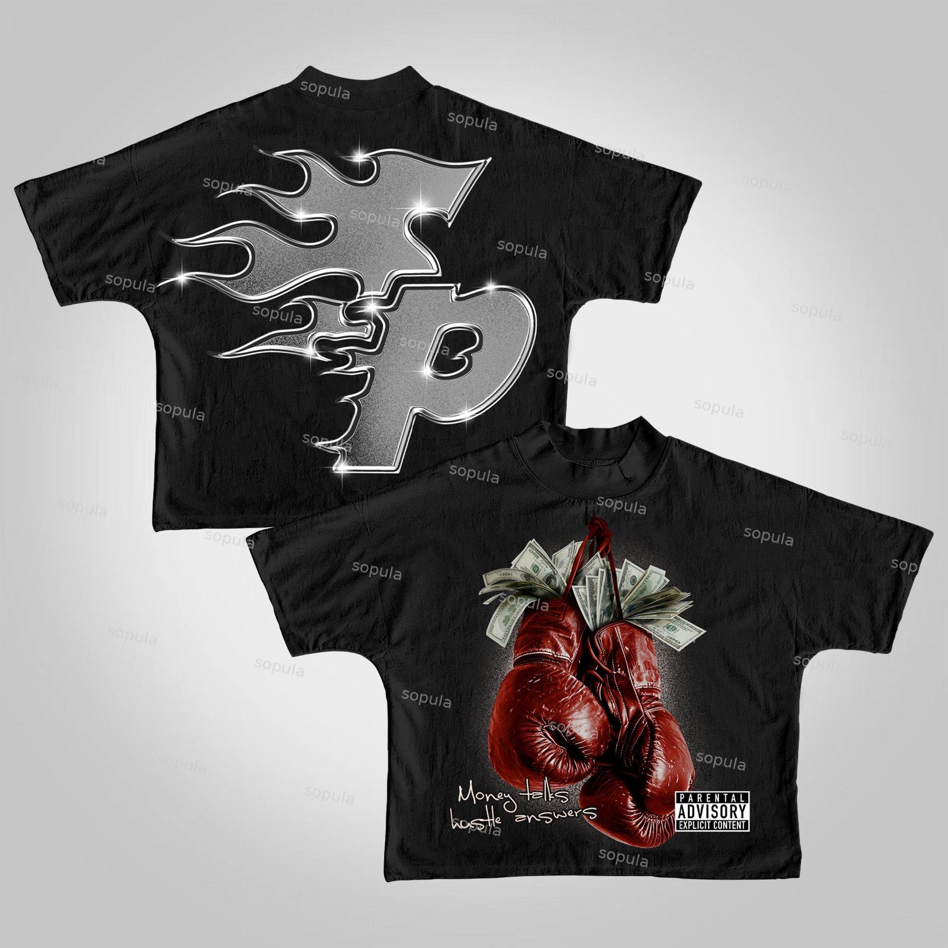 Sopula Money Boxing Gloves Printed Graphics Cropped T-Shirts Product Image