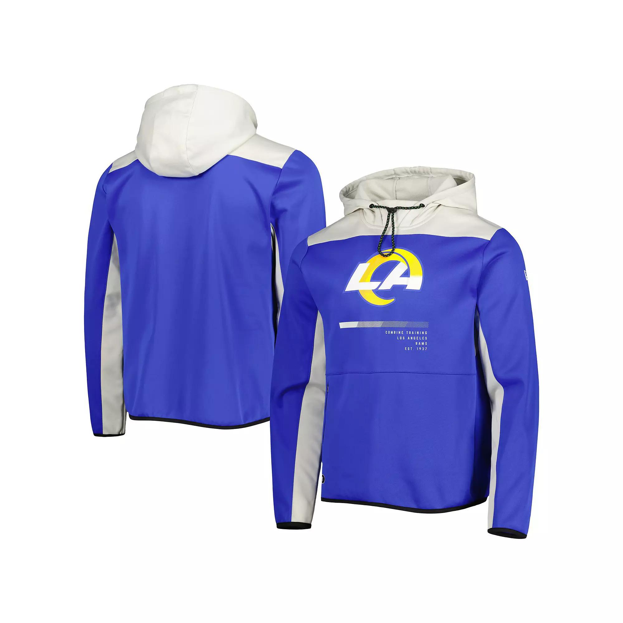 Men's New Era Royal Los Angeles Rams Combine Authentic Hard Hitter Pullover Hoodie,  Product Image