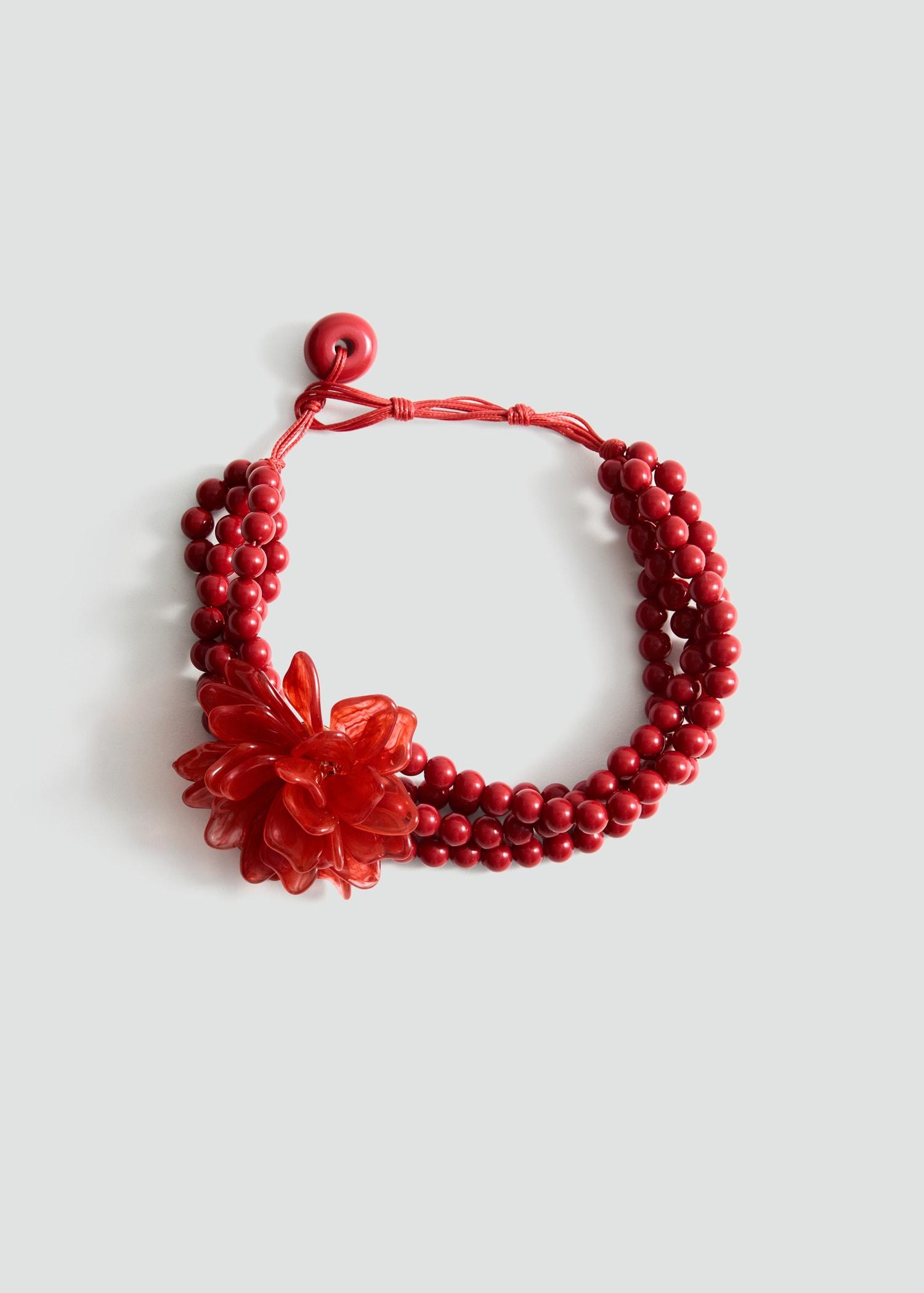 Ball necklace with flower detail - Women | MANGO USA Product Image