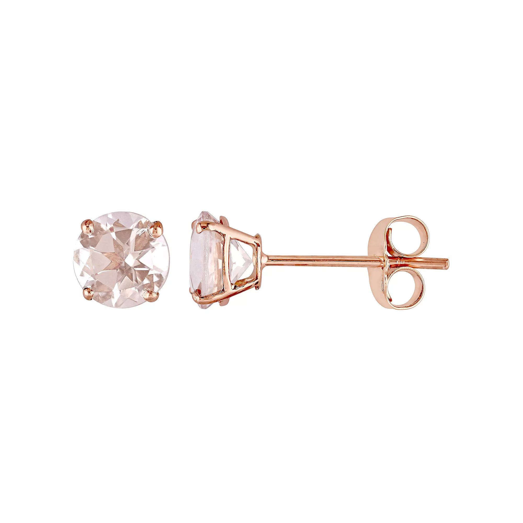 Stella Grace 14k Rose Gold Morganite Solitaire Stud Earrings, Womens Product Image