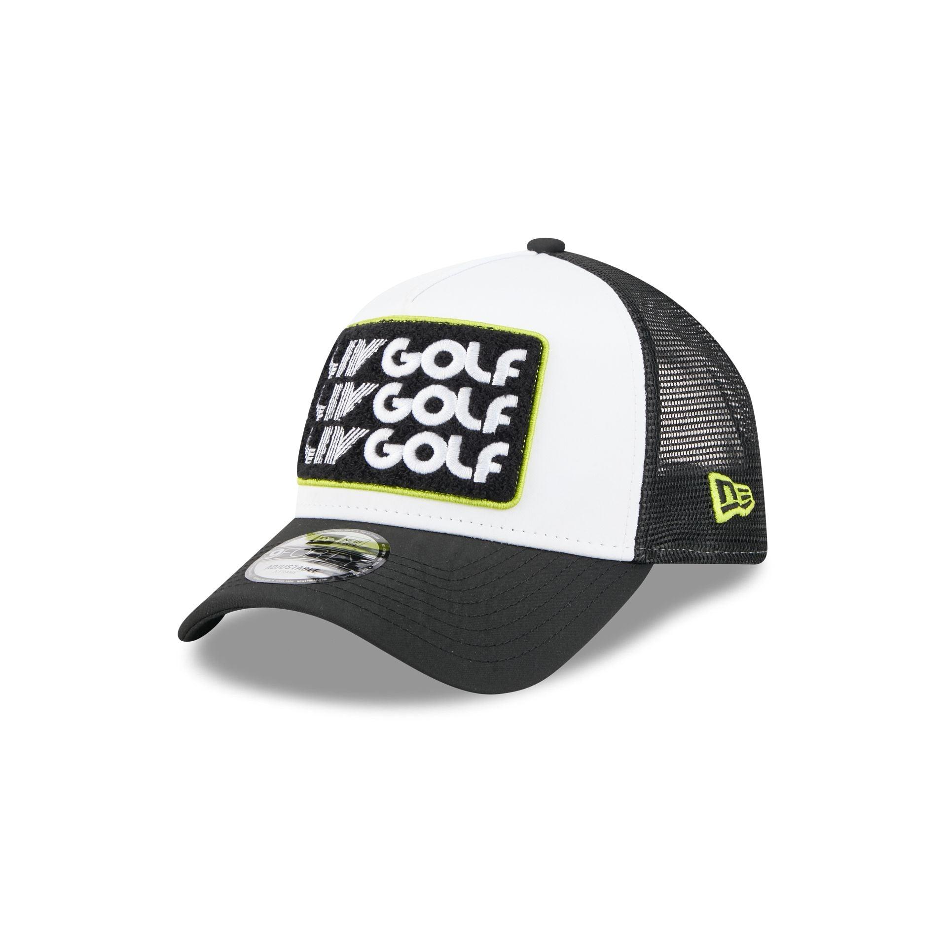 LIV Golf White 9FORTY A-Frame Trucker Hat Male Product Image