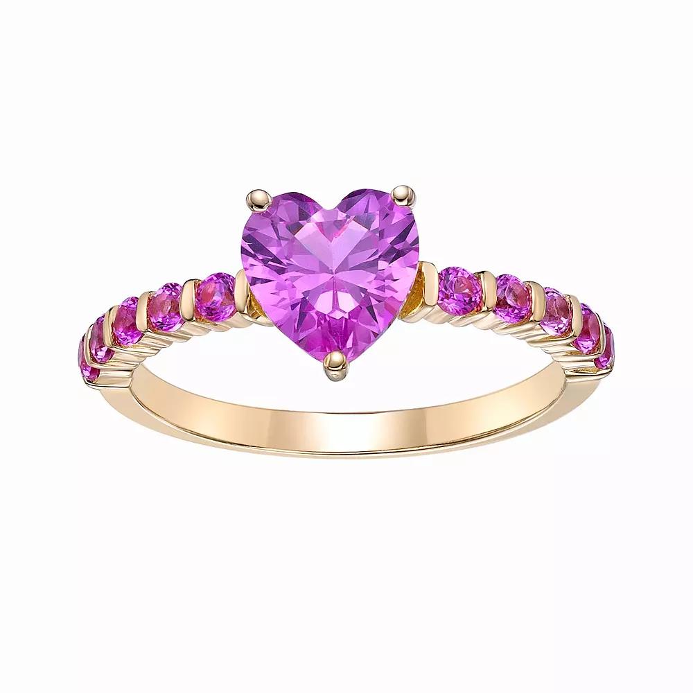 Gemminded 2 Micron 18K Gold Plated Sterling Silver Lab-Created Pink Sapphire Ring, Women's, Size: 5, Gold Tone Product Image
