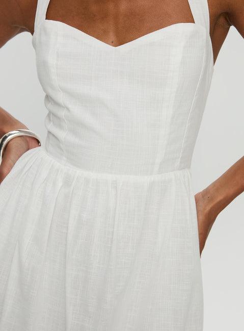 Zolena Halter Mini Dress White Product Image