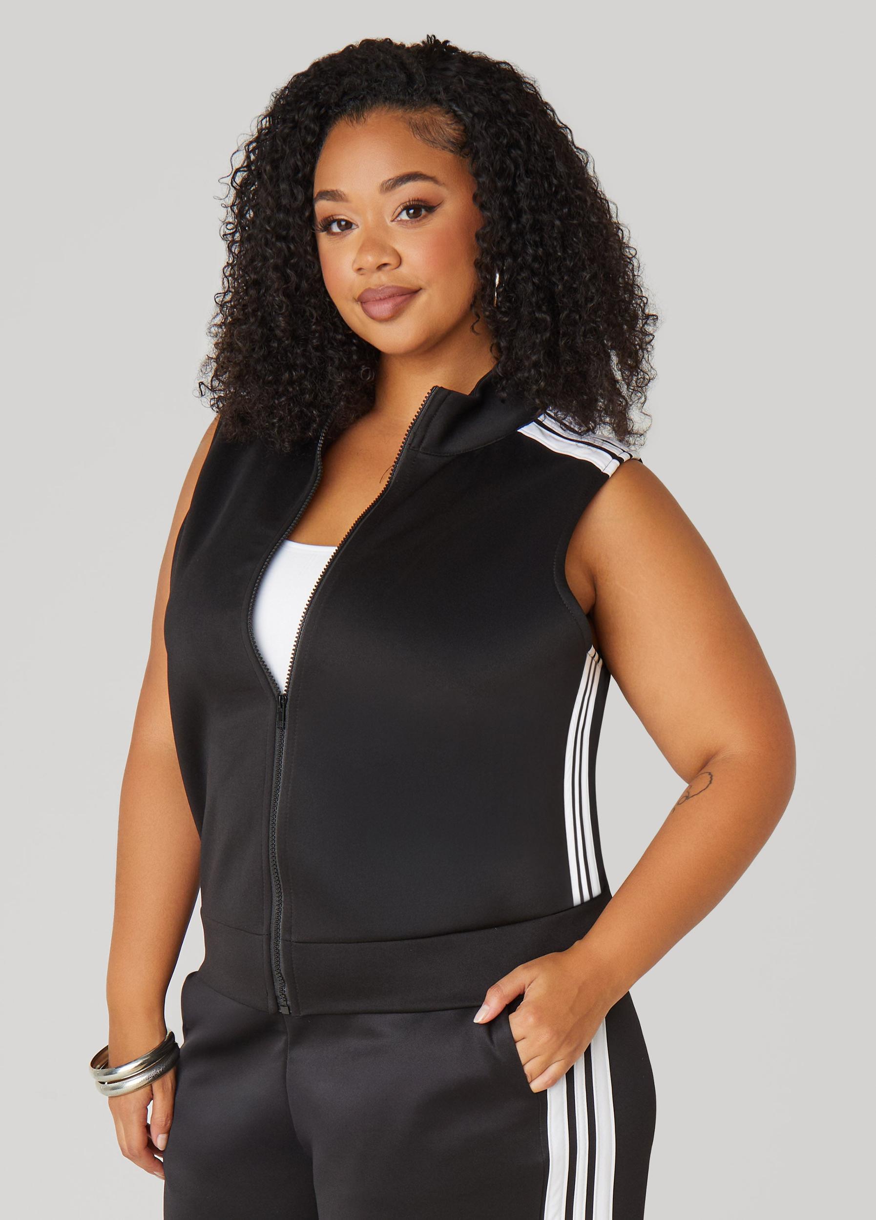 Plus Size Striped Track Vest Ashley Stewart Product Image