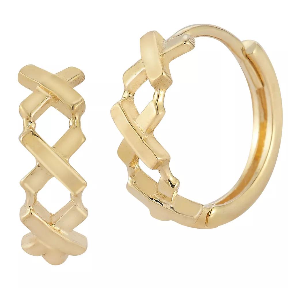 LUMINOR GOLD 14k Gold X Huggie Hoop Earrings, Women's Product Image