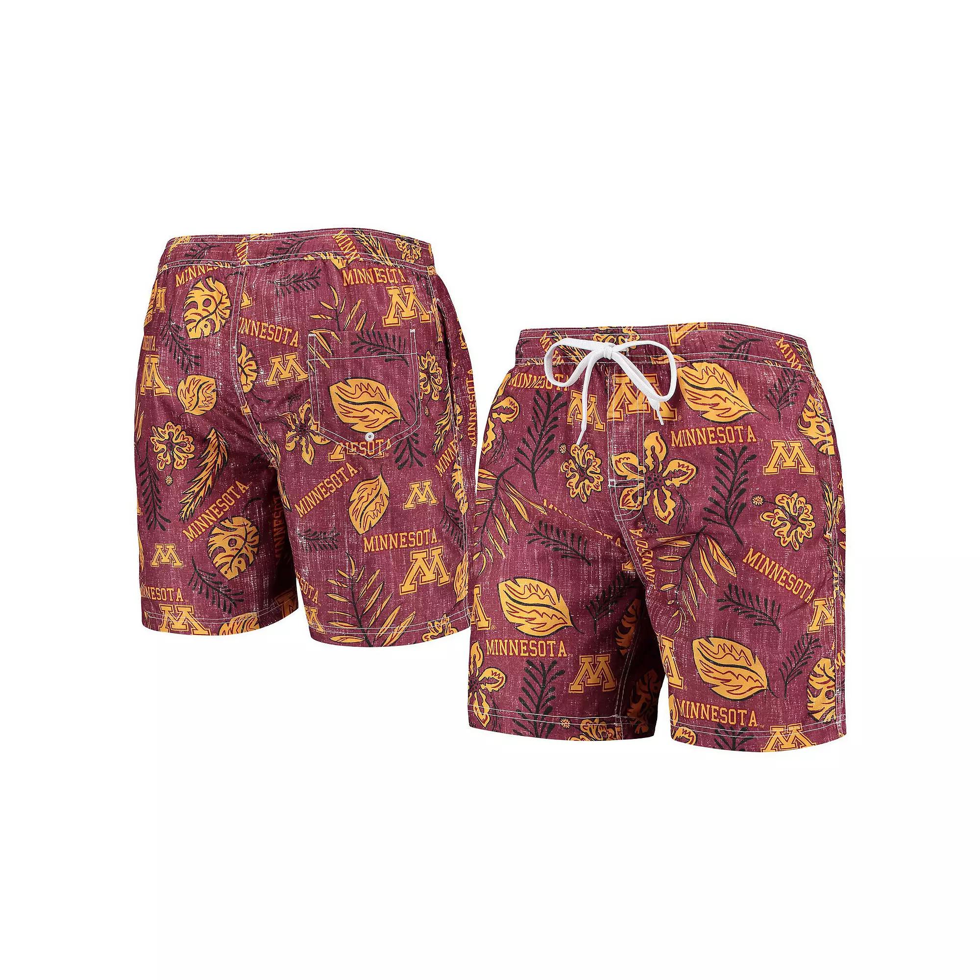 Mens Wes & Willy Maroon Minnesota Golden Gophers Vintage Floral Swim Trunks Product Image