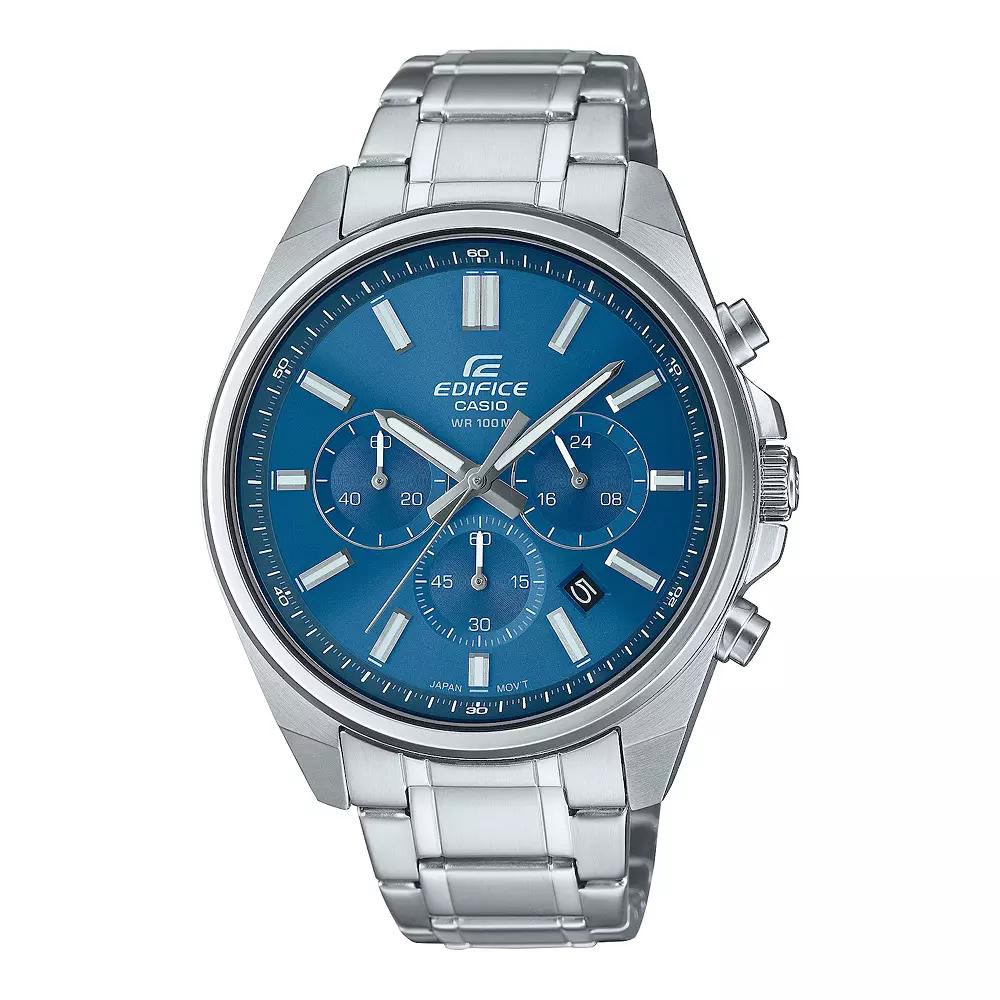 Casio Men's Edifice Stainless Steel Chronograph Watch - EFV-650D-3AVCR, Size: 44MM, Blue Product Image