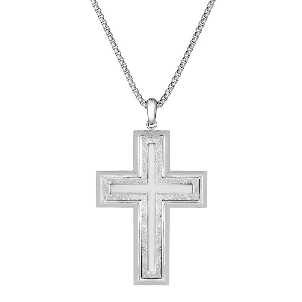 Men's LYNX Stainless Steel Cross Pendant Necklace, Size: 24" Product Image