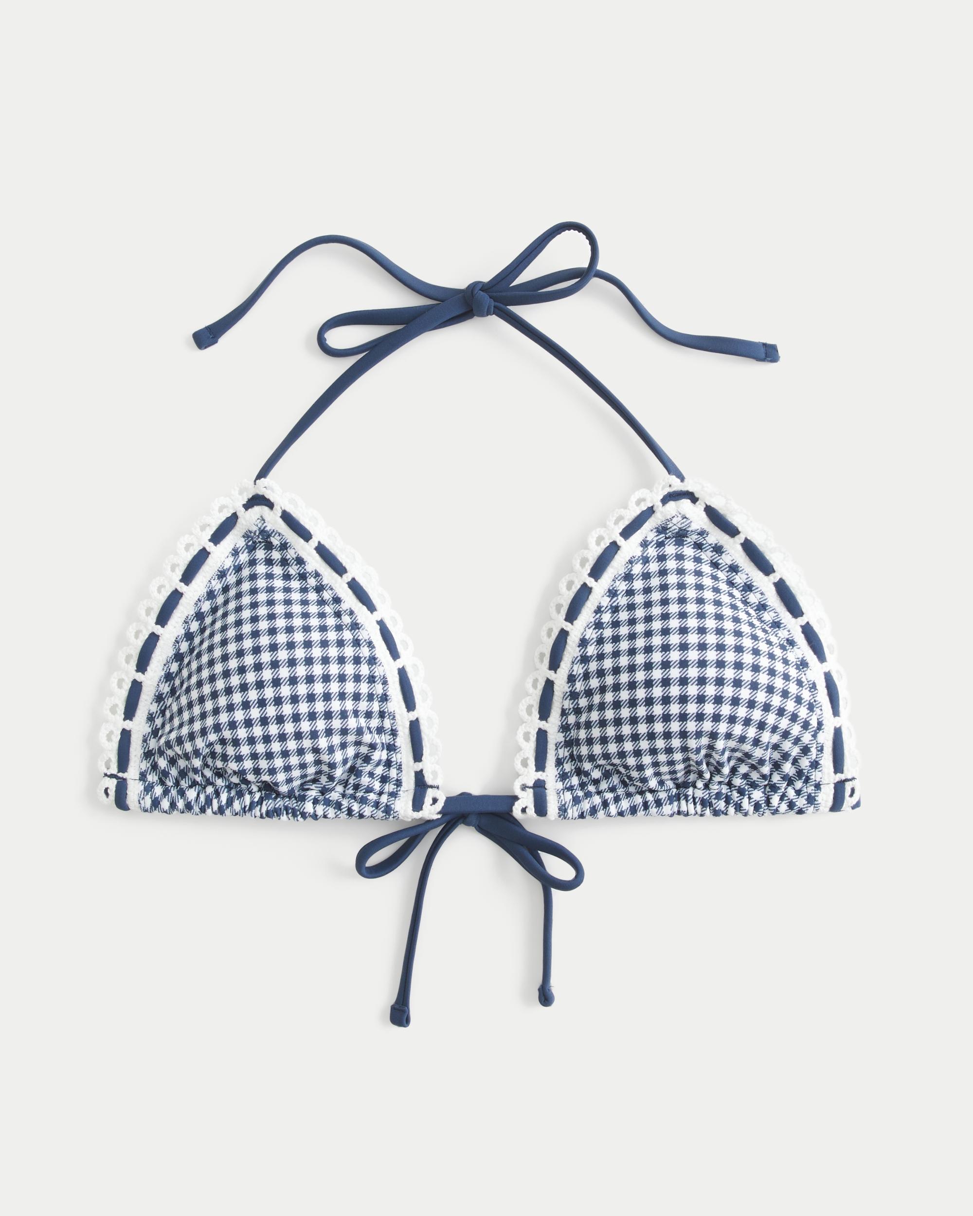 Stitched Trim Halter Triangle Bikini Top Product Image