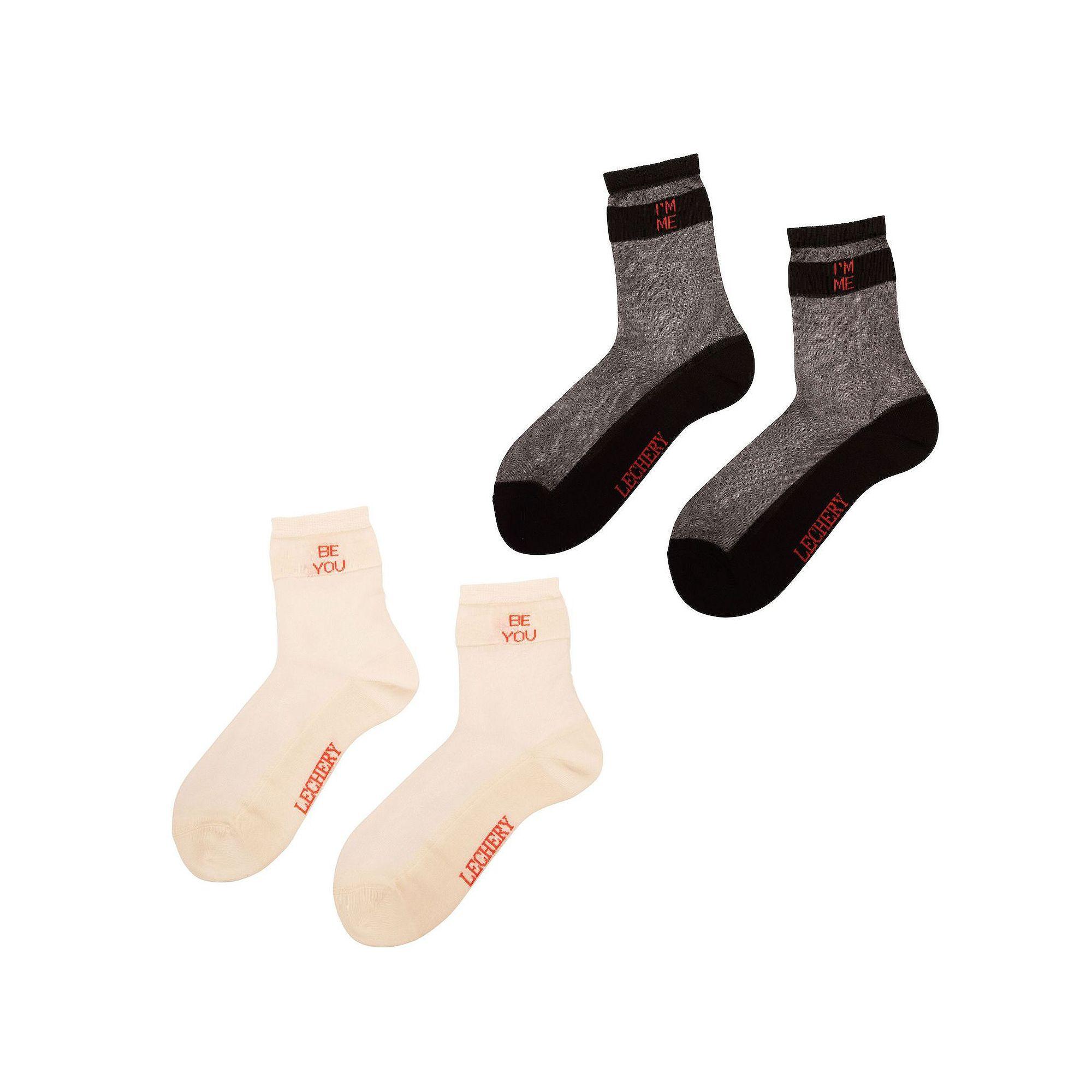 Womens LECHERY Be You & Im Me 2-Pack Statement Sheer Crew Socks Product Image